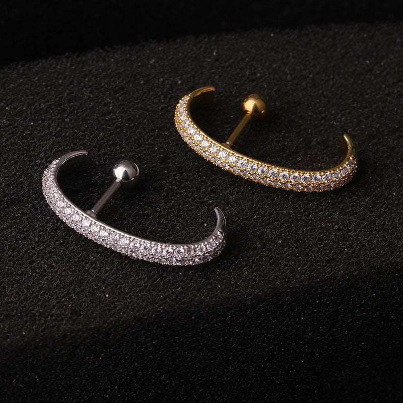 16G Cartilage Eternity Leaf Hoop Earrings - Stainless Steel Body Jewelry for Helix, Tragus, or Conch Piercing | Perfect for Everyday Wear, Parties, and Gifts | HSPJ19116