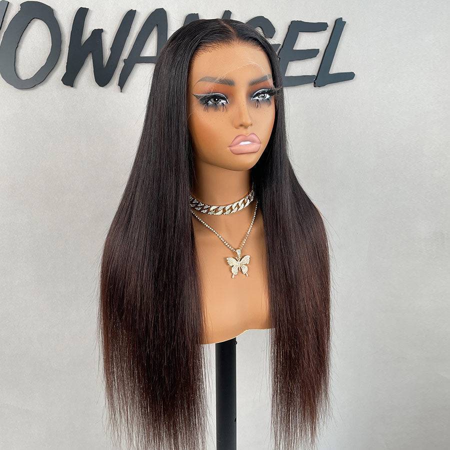 WOWANGEL Ombre Silky Straight 13x6 Skinlike Real HD Lace Front Wig - Natural Looking Human Hair Wig for Daily Wear & Special Occasions