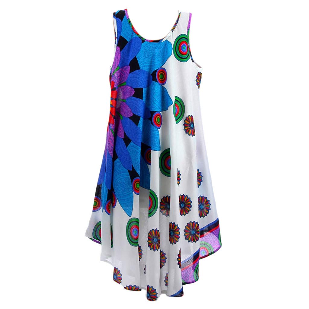 Plus Size Women's Beach Dress - Ethnic Style Sleeveless Tank Casual Summer Dress for Vacation, Pool Party & Tropical Getaways