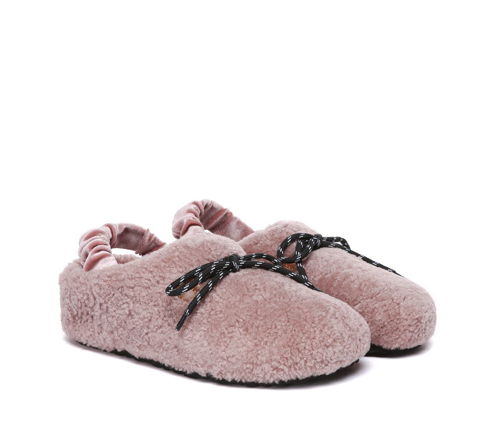 Australian Shepherd® Women's UGG Slippers - Genuine Curly Sheepskin Wool Slingback Barrett House Shoes for Cozy Indoor Comfort & Warmth