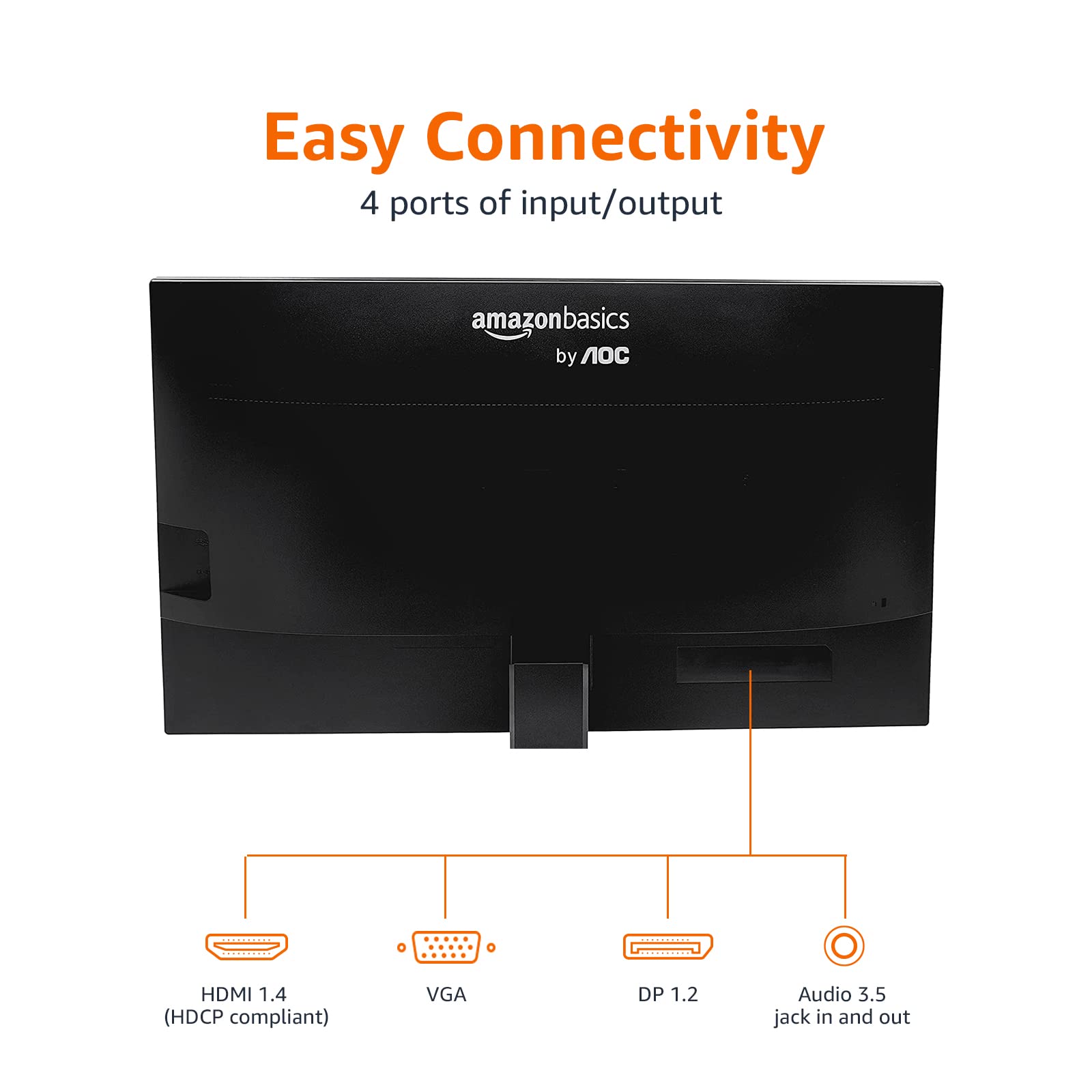 Amazon Basics 24-inch IPS Monitor - 75Hz Refresh Rate, FHD 1080P Resolution with AOC Technology, HDMI/DisplayPort/VGA Inputs, VESA Mount Compatible, Built-in Speakers - Ideal for Home Office, Gaming & Entertainment (Black)