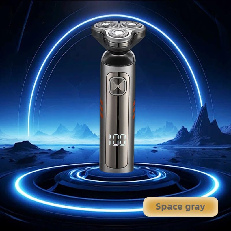 Premium Men's Electric Razor with Rotary Head - 3D Floating Shaver & Nose Trimmer for Smooth Shaving (Gray) - Perfect for Travel, Grooming, and Daily Use