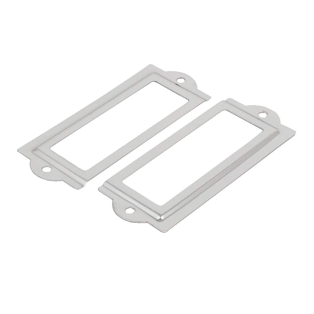 New Lon0167 Silver Tone Iron Tag Label Frame - 83mm x 32mm Office Pharmacy Drawer Organizer (20pcs) - Durable & Reliable for Medical Supplies Organization | Perfect for Clinic, Hospital & Home Medicine Cabinets