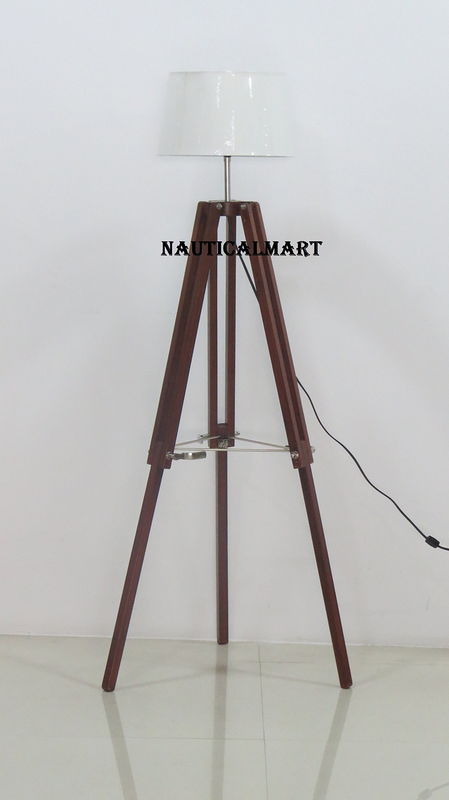 Modern Wooden Tripod Floor Lamp - Adjustable Designer Lighting for Living Room, Bedroom & Office | NAUTICALMART | Perfect for Reading Nook, Cozy Corner & Home Decor
