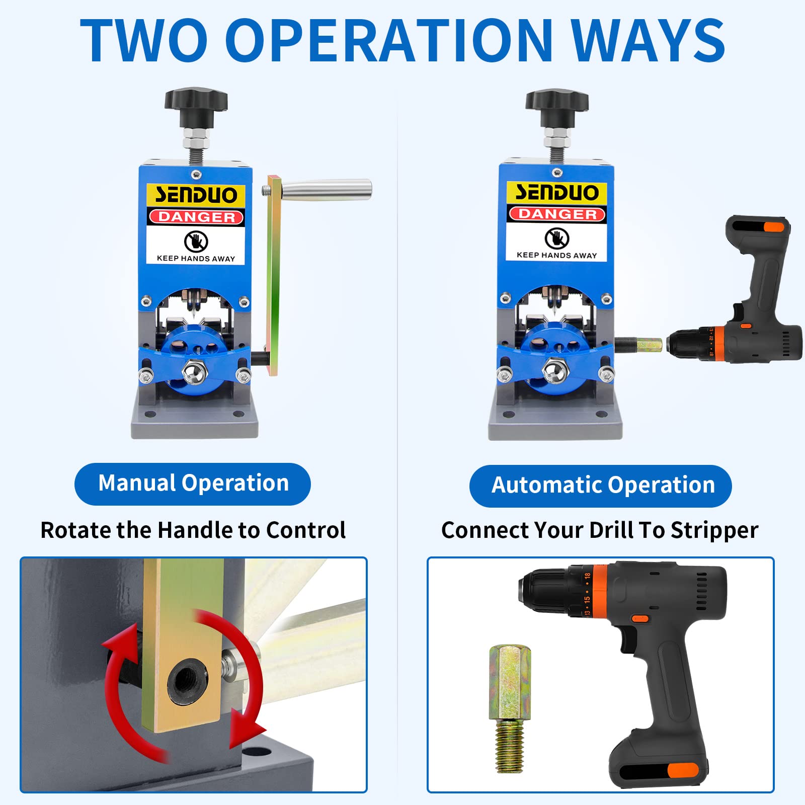 Upgraded Manual Wire Stripper Machine 0.06-1.57in | Cable Stripper Tool for Drill & Scrap Copper Recycling | Portable Hand Crank Wire Stripping Tool for Electricians & DIY Projects | Perfect for Home Renovation & Electrical Work