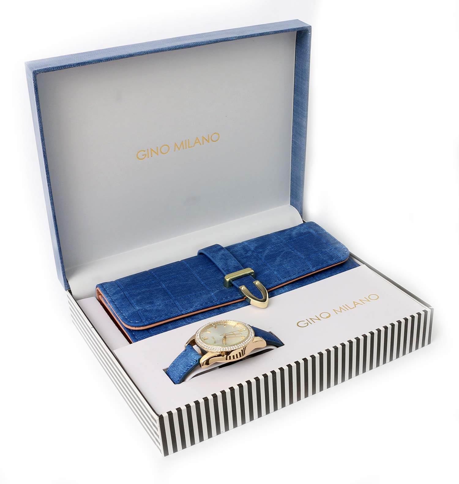 Luxury Women's Gold Leather Watch & Matching Tri-Fold Wallet Set - Perfect Gift for Her, Birthday, Anniversary & Special Occasions