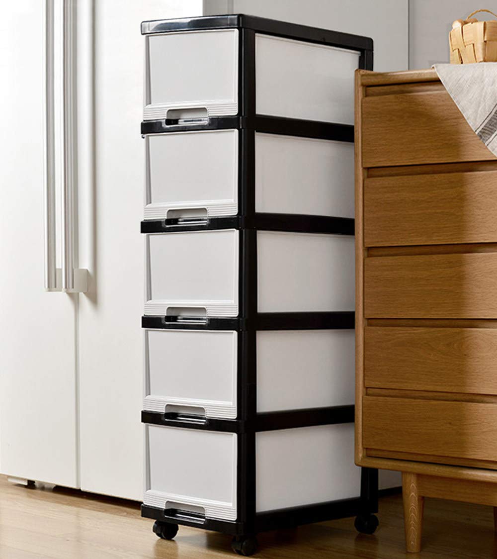 5-Drawer Rolling Storage Cart with Wheels - White Plastic Craft Storage Organizer Bins for Home, Office, and Classroom Organization