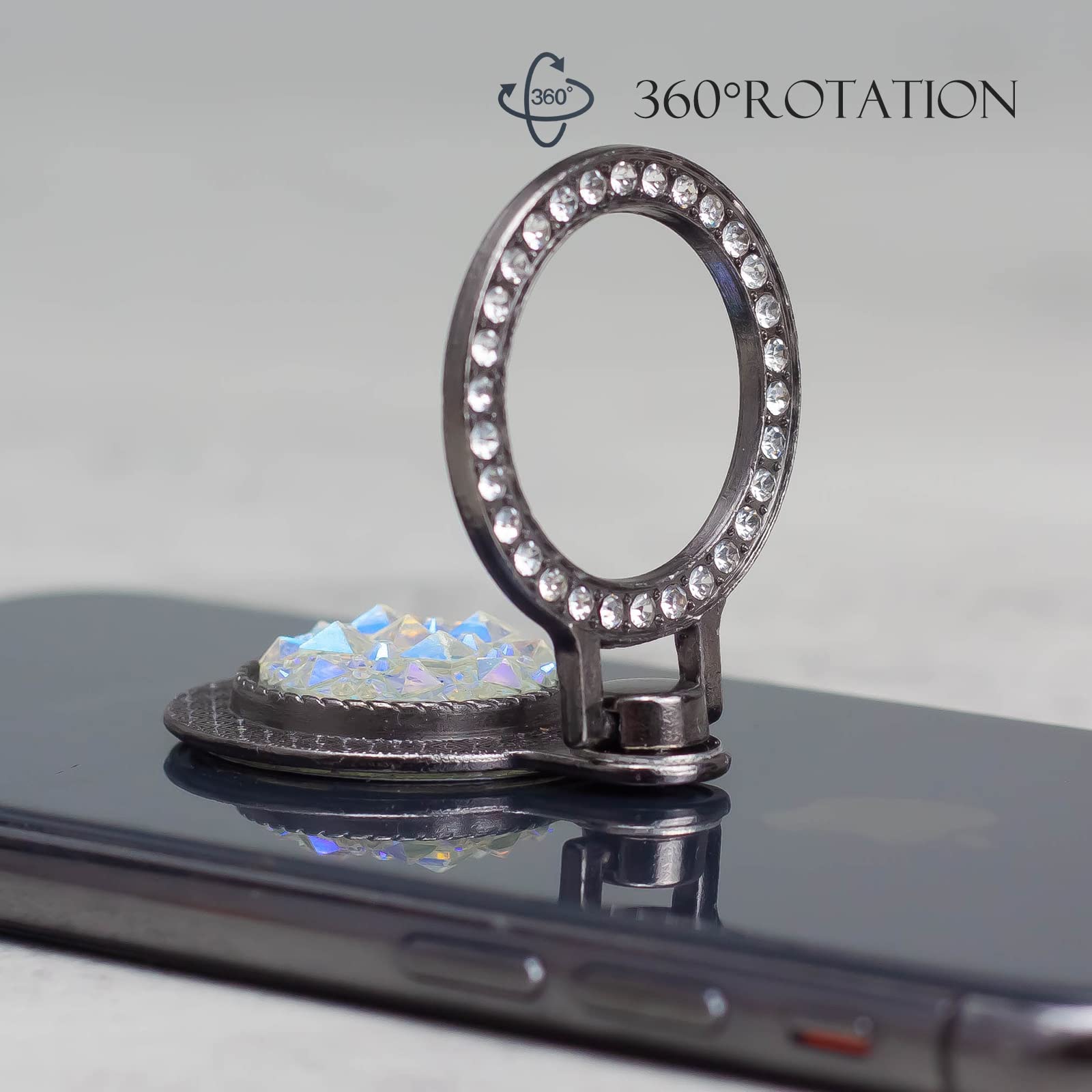 2-Pack Sparkling Rhinestone Phone Ring Holder - Bling Bling Grip Stand with Glitter Gemstones for Cell Phones & Tablets | Perfect for Secure One-Handed Use, Selfies, and Stylish Phone Accessorizing