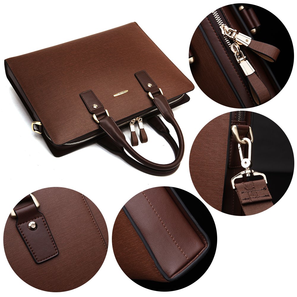 BOSTANTEN Genuine Leather Slim Laptop Briefcase for Men & Women - Professional Business Bag for Lawyers, Office Work, and Business Travel