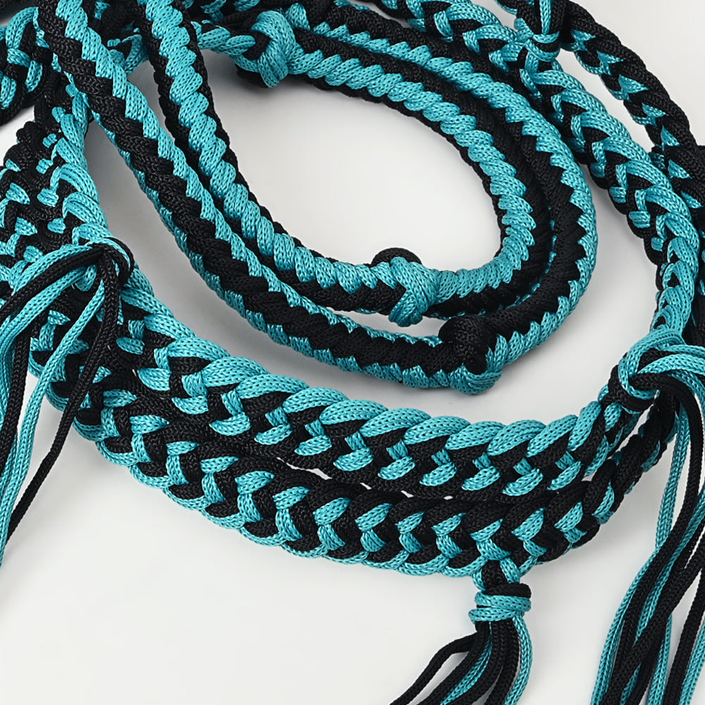 8 ft Hilason Western Horse Nylon Rope with Fringes & Snap - Black - Durable Training Lead for Horses, Ranch Work & Trail Riding