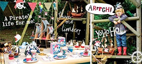 Ahoy There Pirate Party Plates - Pack of 12 Disposable Dinner Plates for Pirate Themed Birthday Parties, Baby Showers & Halloween Events