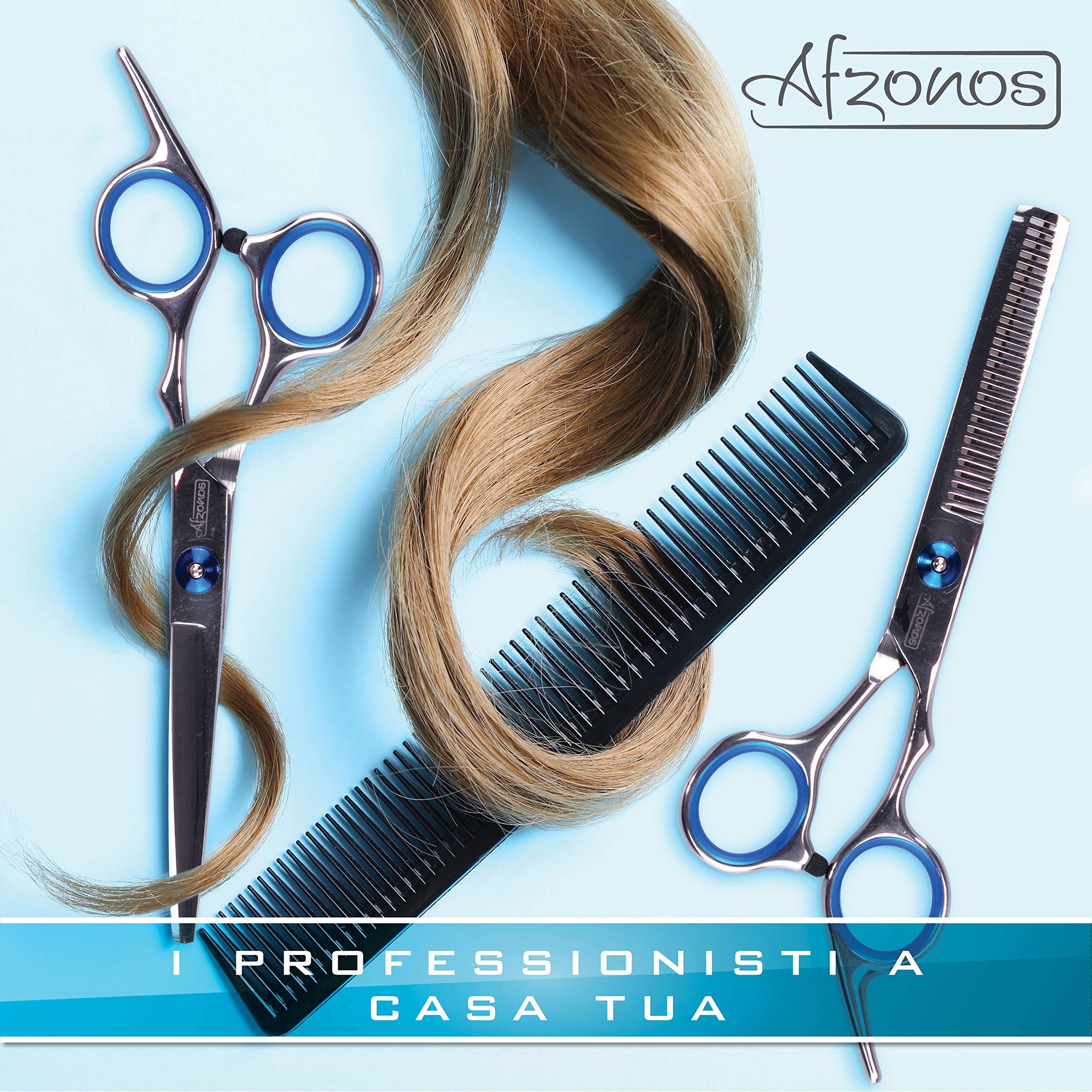 Professional Hair Cutting Scissors for Men & Women - Afzonos Barber Shears with Double Tips for Precision Styling, Trimming & Hairdressing - Perfect for Salon, Home & Travel Use