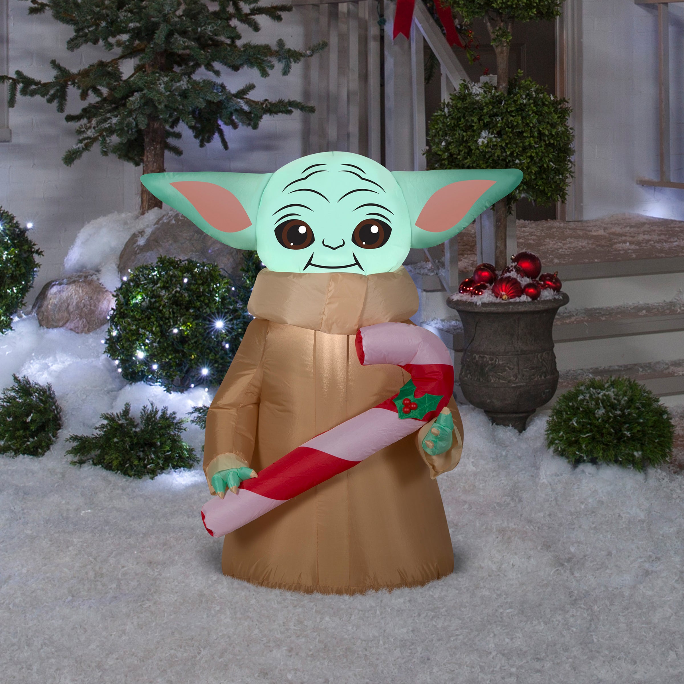 3.5 ft. Inflatable Baby Yoda with LED Lights - Star Wars Outdoor Christmas Decor for Yard, Party, and Holiday Displays