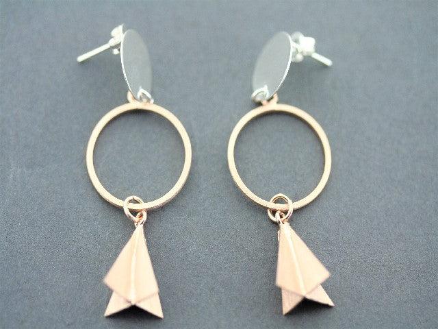Rose Gold Over Silver Dart Flight Drop Earrings - Elegant Dangle Jewelry for Women, Perfect for Parties, Weddings & Everyday Wear