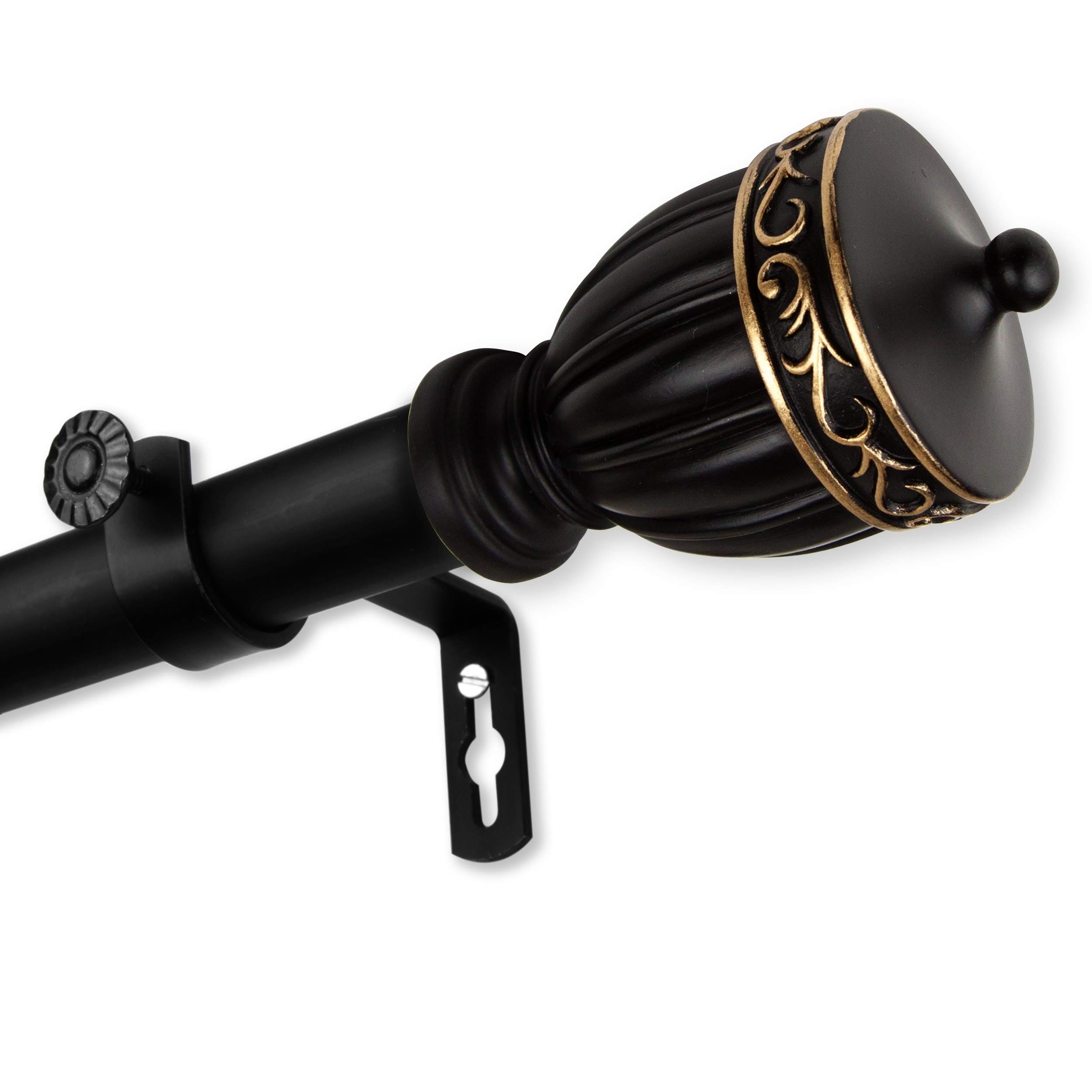 Risler 1-Inch Diameter Adjustable Bronze Curtain Rod (160-240 Inches) - Heavy Duty Window Drapes & Sheers Rod for Living Room, Bedroom, or Office