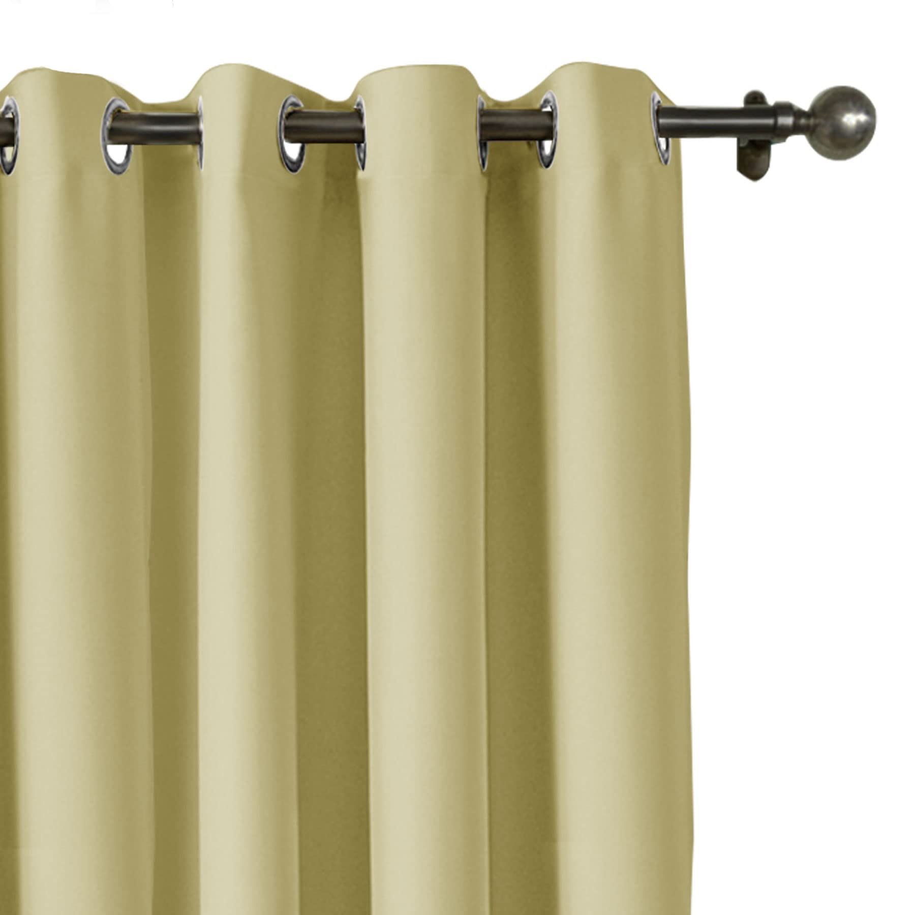Thermal Insulated Blackout Curtains 96 Inches Long - Solid Beige Grommet Window Drapes for Bedroom, 52W x 96L (1 Panel) | Noise Reducing & Energy Efficient Room Darkening Curtains for Better Sleep & Home Decor