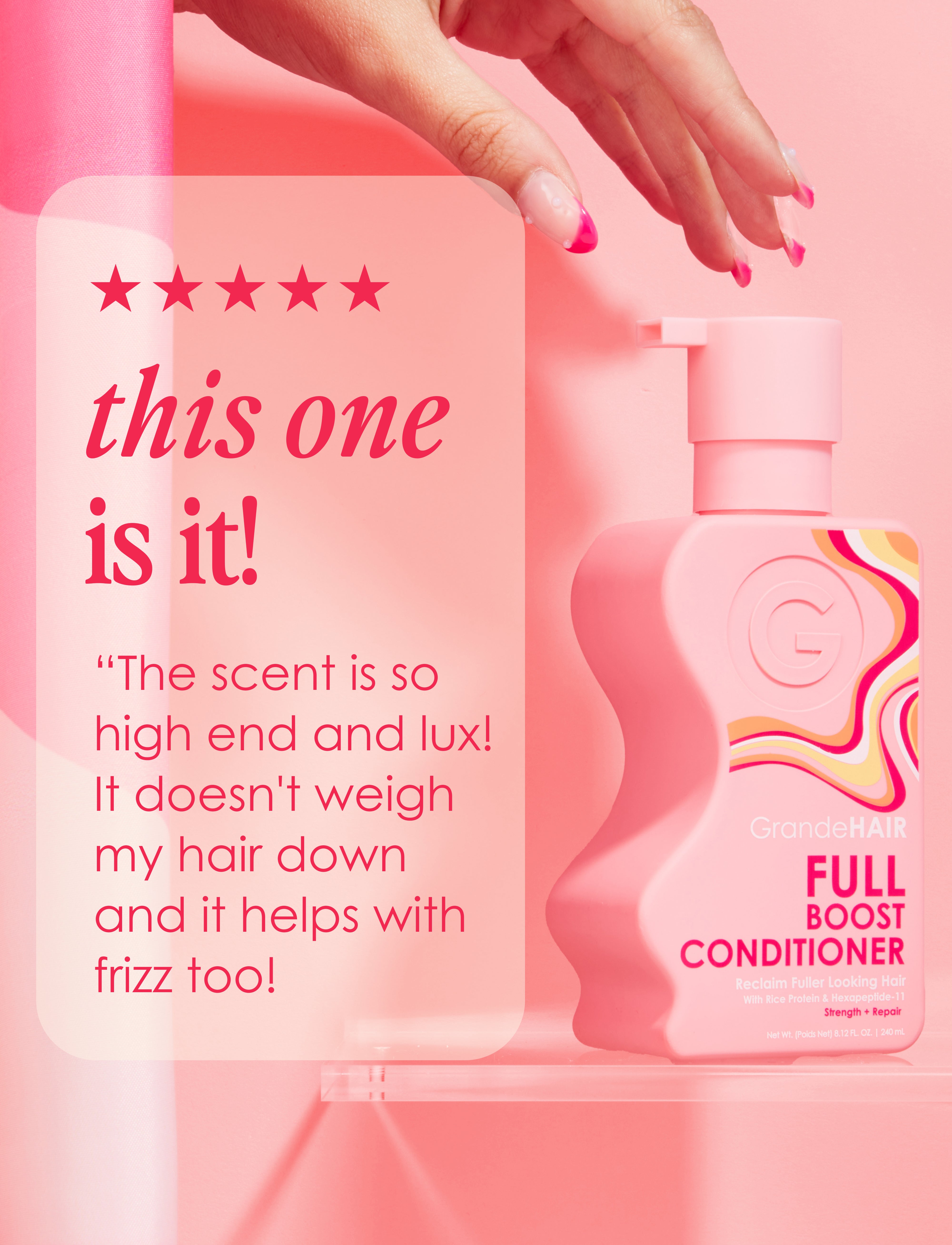 GrandeHair Full Boost Conditioner for Thicker, Stronger Hair - Hydrating & Repairing Treatment for Damaged Hair - Perfect for Daily Use & Salon Quality Results