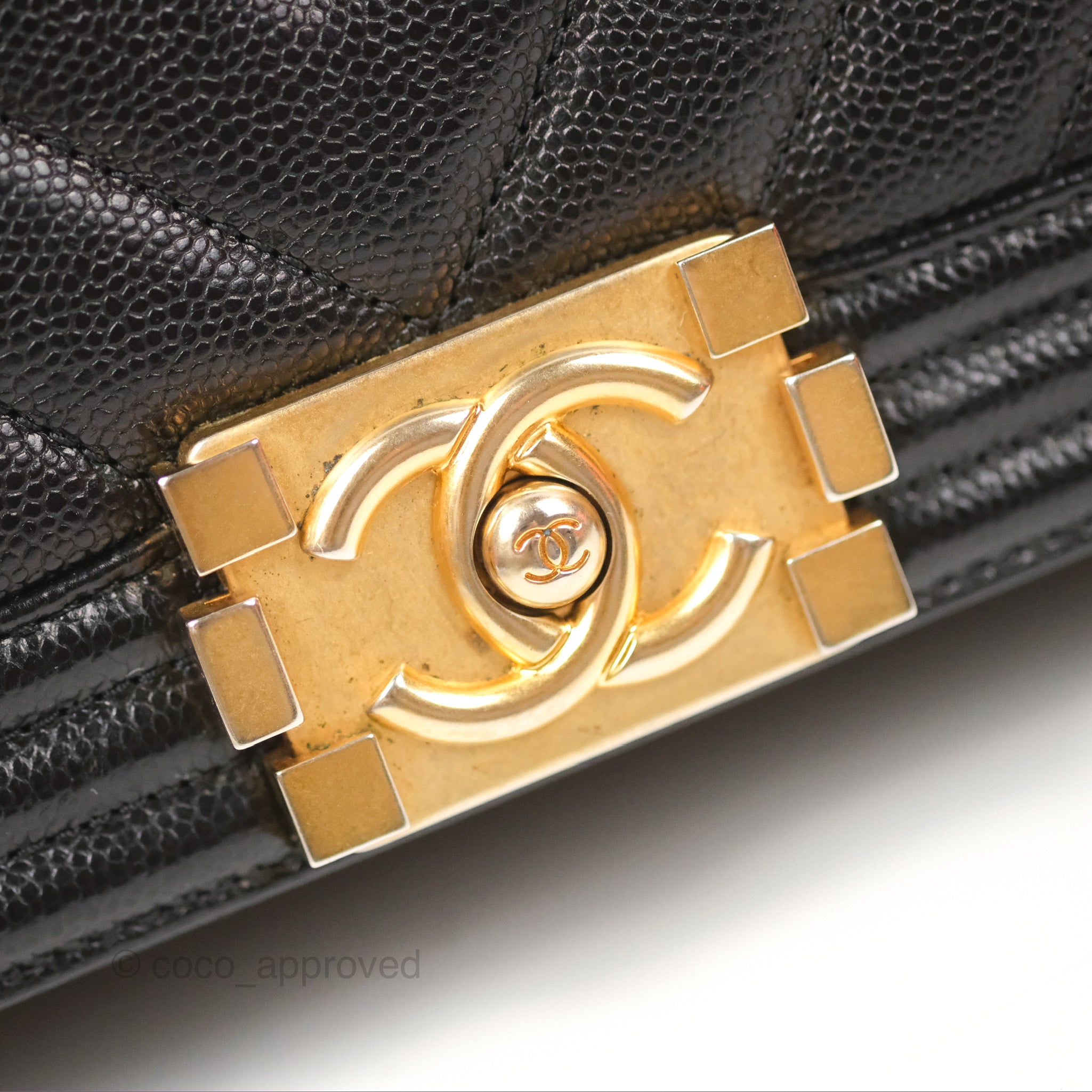 Chanel Chevron Medium Boy Bag in Black Caviar Leather with Aged Gold Hardware - Luxury Crossbody Bag for Women, Perfect for Evening Events & Parties