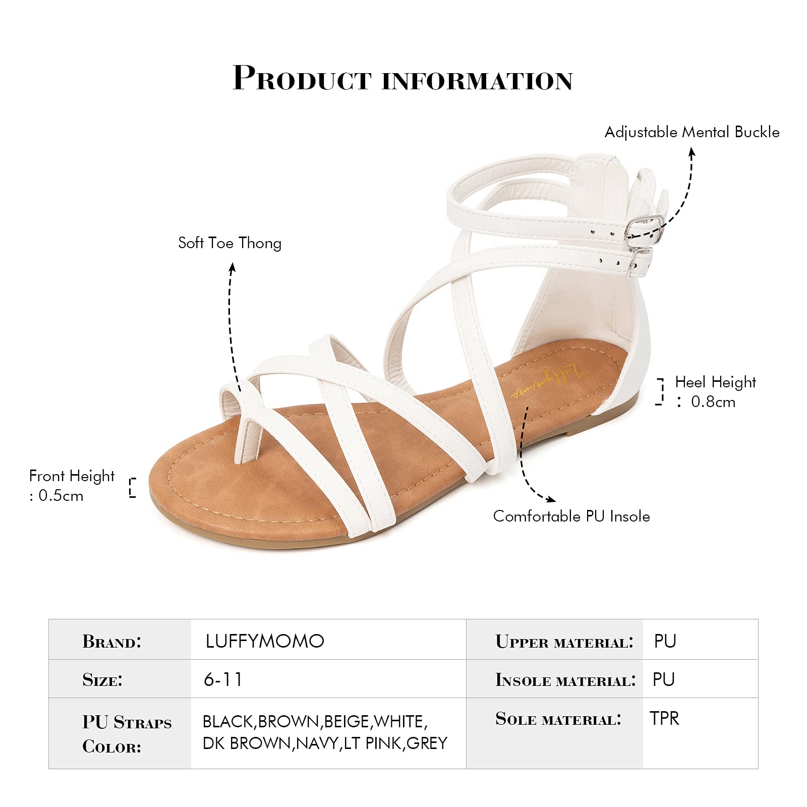 Luffymomo Women's Gladiator Sandals - Flat Fisherman Thong Sandals with Cross Straps | Comfortable Summer Beach Sandals for Walking, Vacation & Casual Outfits