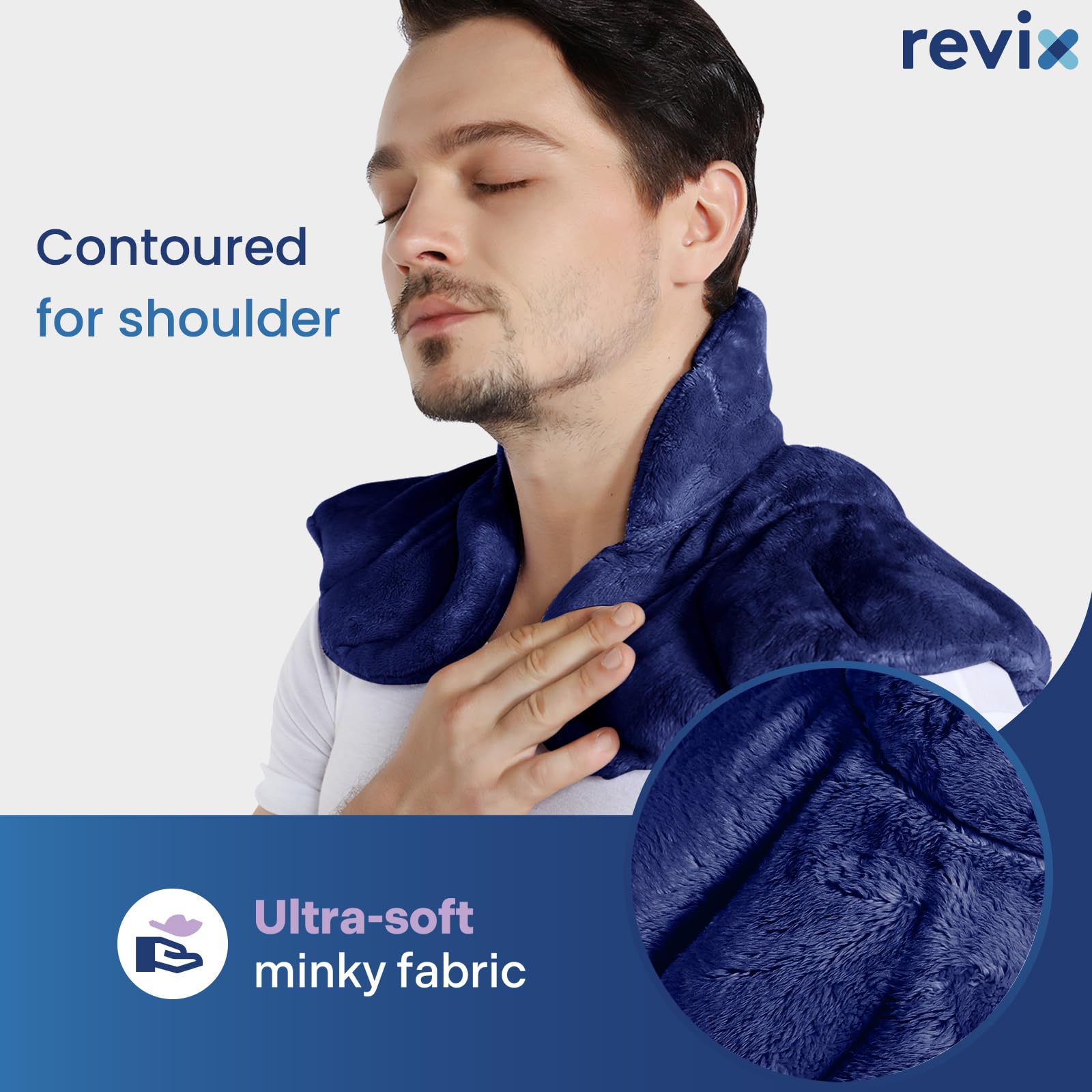 REVIX Microwavable Neck Warmer - Heating Pad for Neck, Shoulders & Back Pain Relief - Moist Heat Therapy Wrap - Unscented Microwaveable Heating Pad for Home, Office & Travel Use