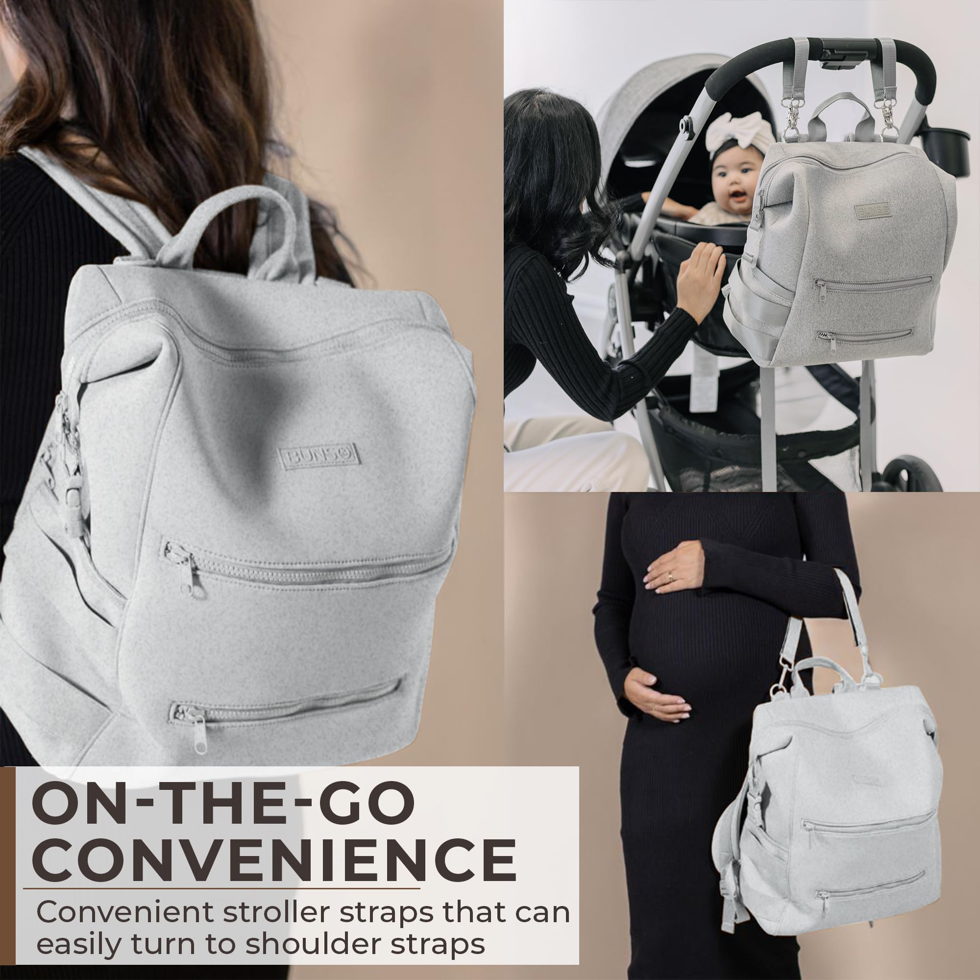 Lightweight Waterproof Diaper Bag Backpack for Moms - Insulated Neoprene Baby Bag with Changing Pad, Stroller Straps & Wet Pocket - Perfect for Travel, Daycare and On-the-Go Parenting