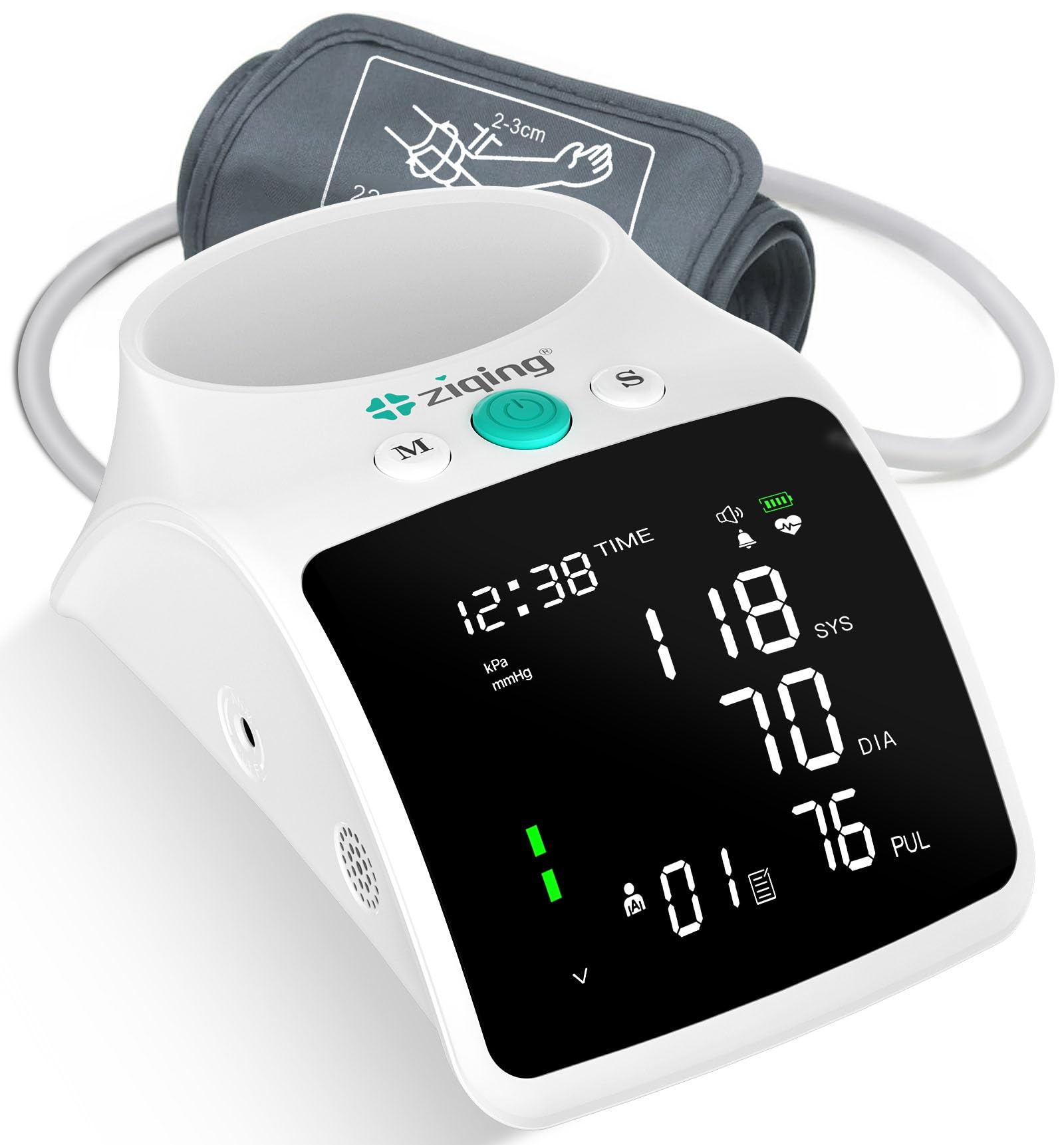 Rechargeable Upper Arm Blood Pressure Monitor with XL Large Cuff, LED Backlit Display, 198 Memory Storage & Voice Function - Portable BP Machine with Carrying Case for Home Use, Travel, and Health Monitoring