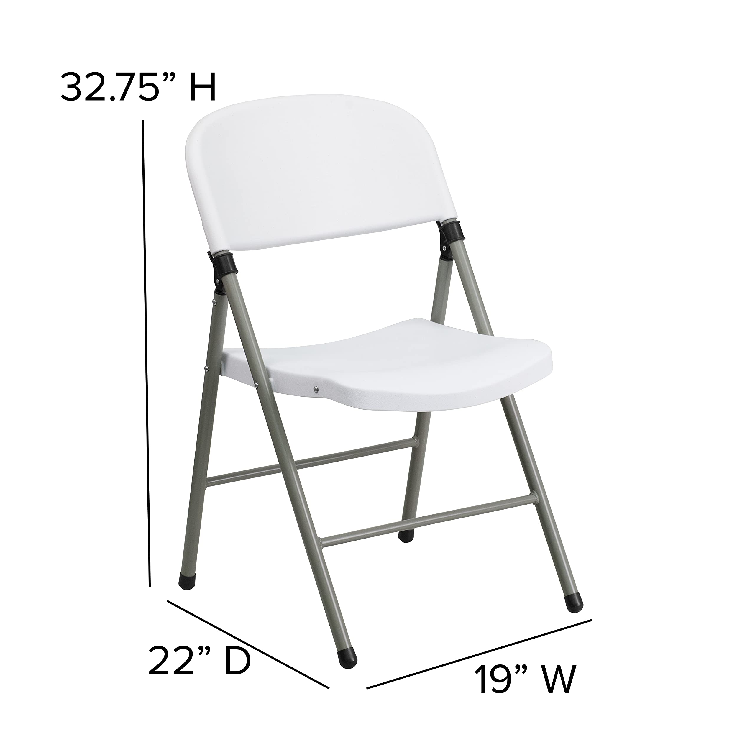 EMMA + OLIVER 2 Pack Commercial White Plastic Folding Chairs - Heavy Duty Stackable Event & Party Chairs for Weddings, Banquets, and Outdoor Gatherings