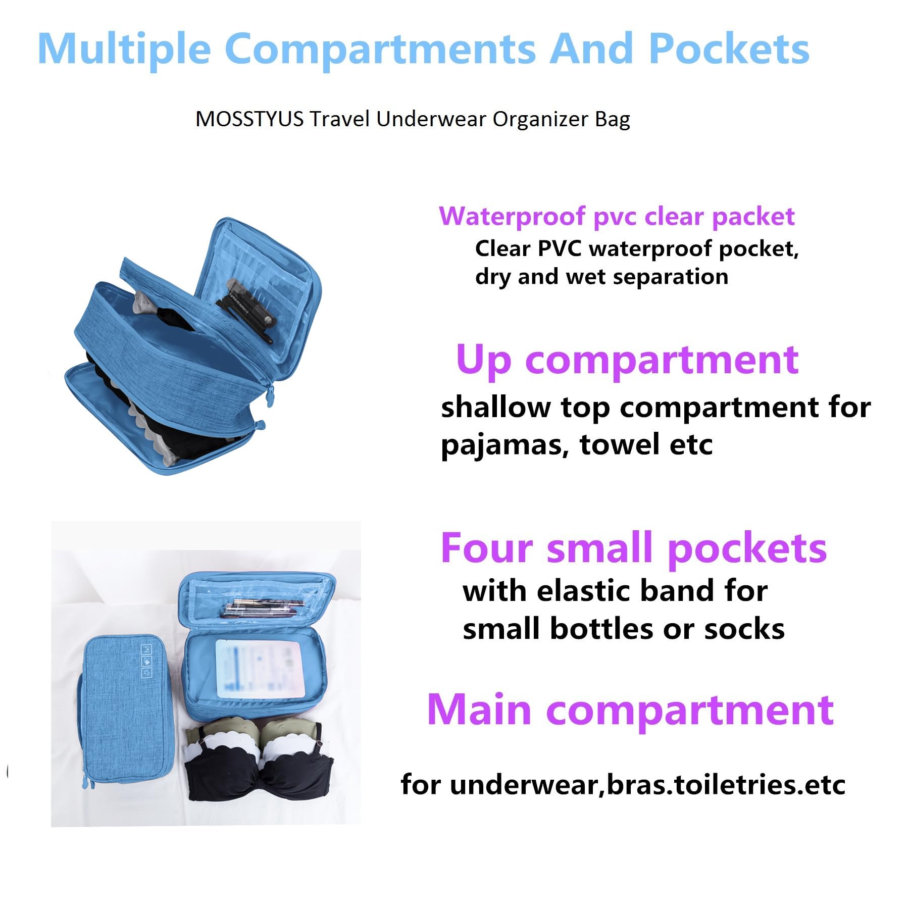 Multi-Function Travel Underwear Organizer - Portable Storage Bag for Bras, Socks & Lingerie | Packing Cube & Toiletry Bag for Vacation, Business Trips & Daily Organization