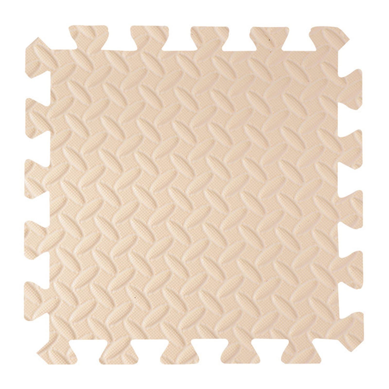 12-Piece EVA Interlocking Floor Tiles - Non-Slip Exercise Play Mat with Border, Thick Foam Carpet Tiles for Gym Equipment, Home Workout, Yoga & Kids Play Area - Beige 30x30x1.0cm - Perfect for Home Gym, Nursery & Fitness Training