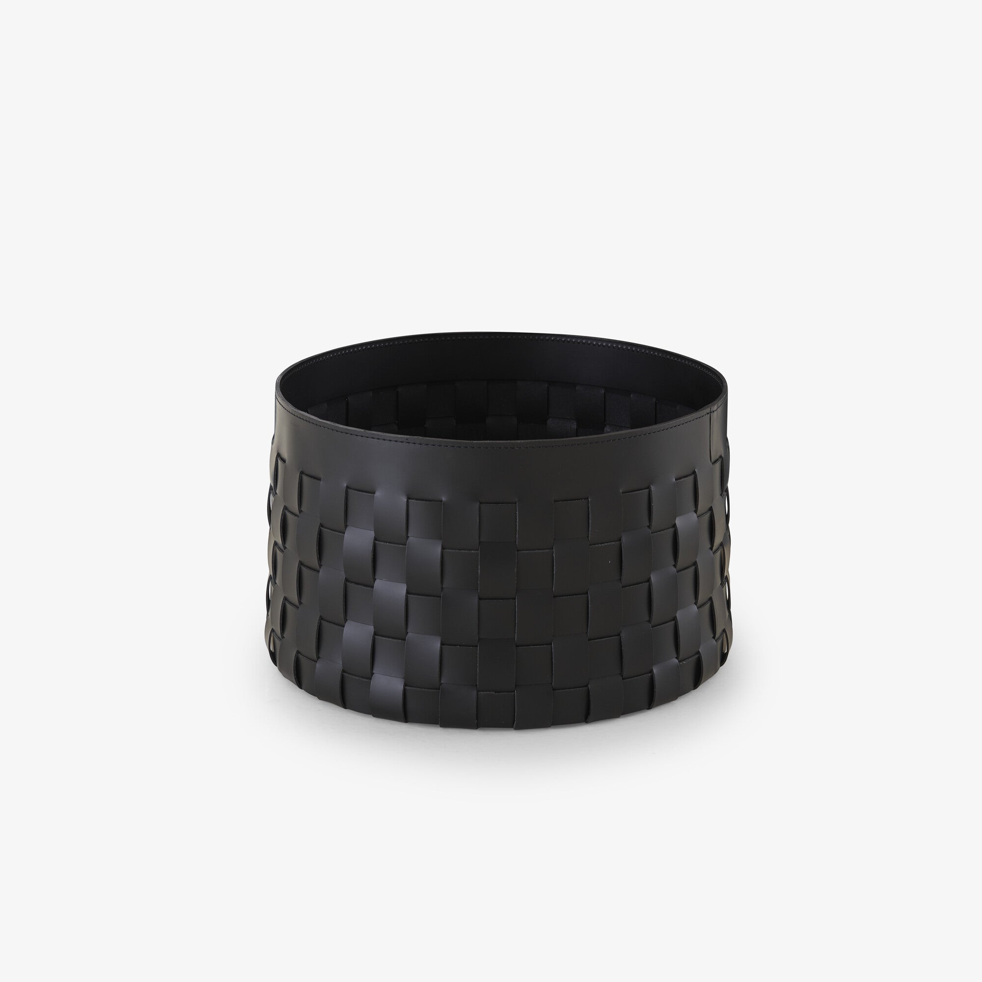 Premium Black 'Synderme' Leather Basket - Handwoven Storage Bin for Home Decor, Office Organization & Gift Giving
