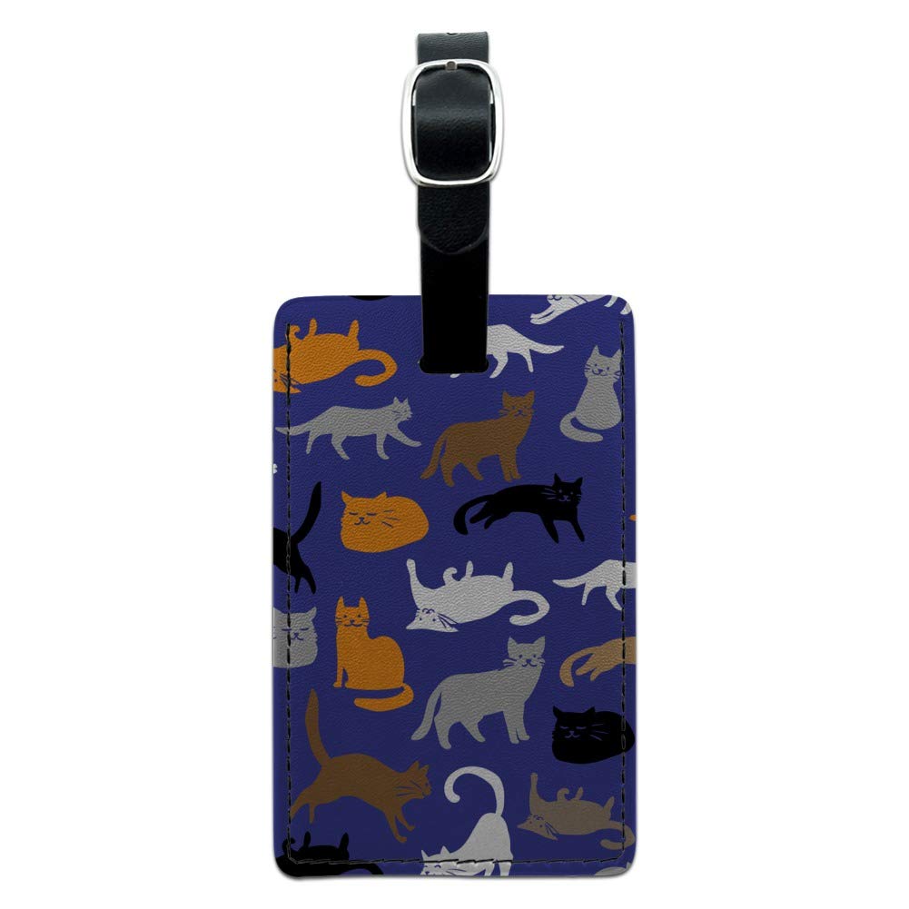 Stylish Rectangle Leather Luggage Tag with Crazy Cat Pattern - Perfect for Suitcases, Carry-Ons & Travel Bags - Durable ID Tag for Airports & Vacations