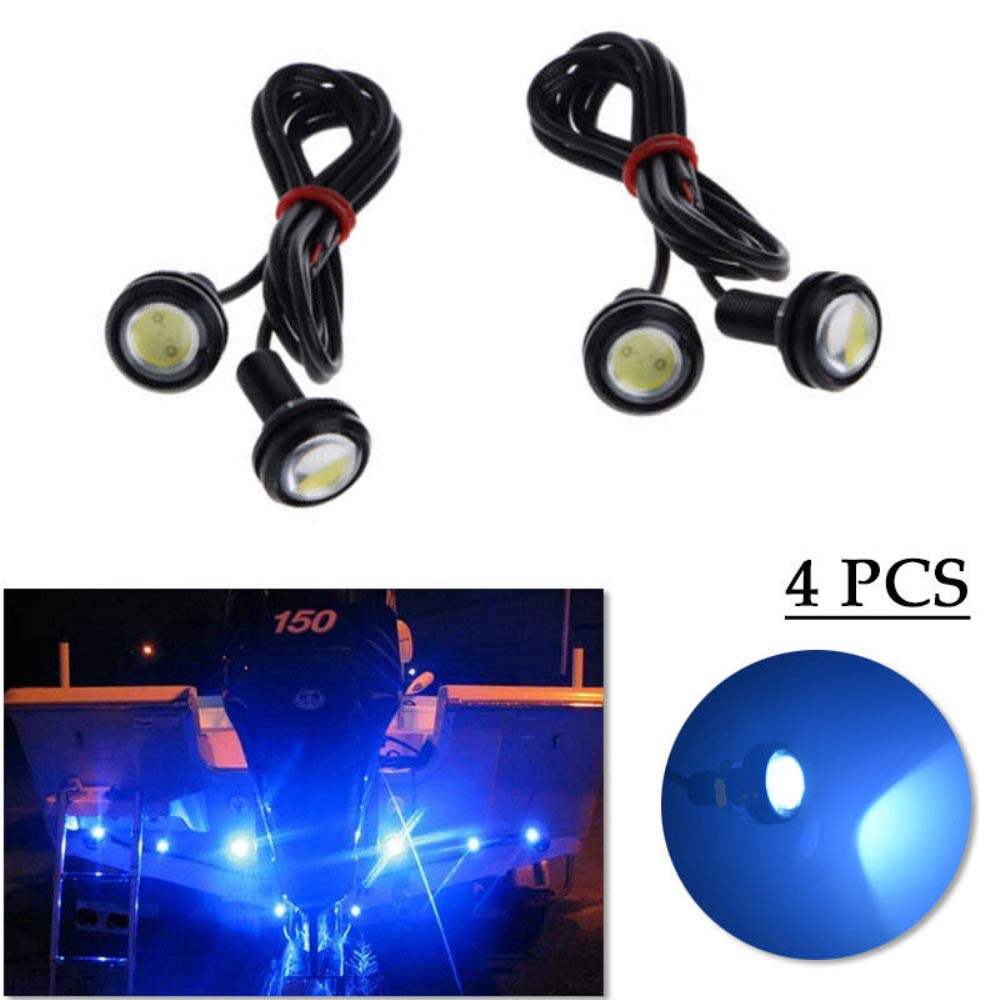 4PCS 12V Blue LED Marine Boat Lights - Waterproof 3W Deck Storage Kayak Bow Trailer Bass Fishing Lamps - Perfect for Night Fishing, Boat Navigation & Waterproof Lighting