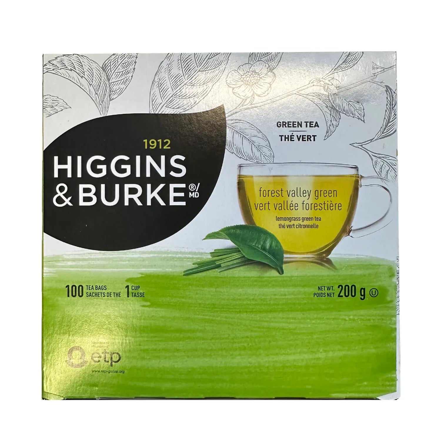 Higgins & Burke Forest Valley Green Tea Bags - 100 Count | Organic, Eco-Friendly Filter Bags for Relaxation & Morning Boost | Perfect for Home, Office & Travel