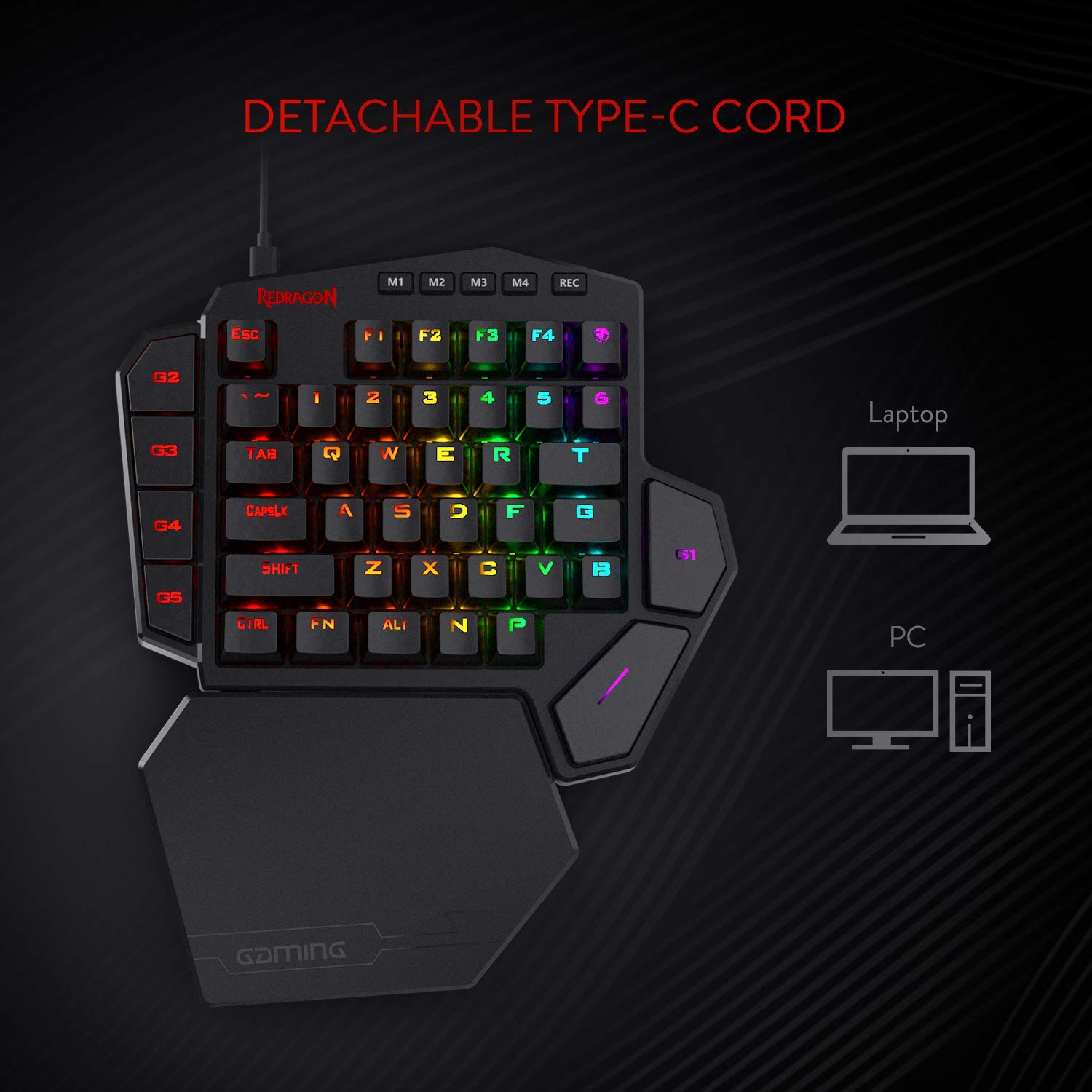 Redragon K585 RGB Mechanical Gaming Keypad - 42 Keys, Red Switch for Fast Typing & Gaming