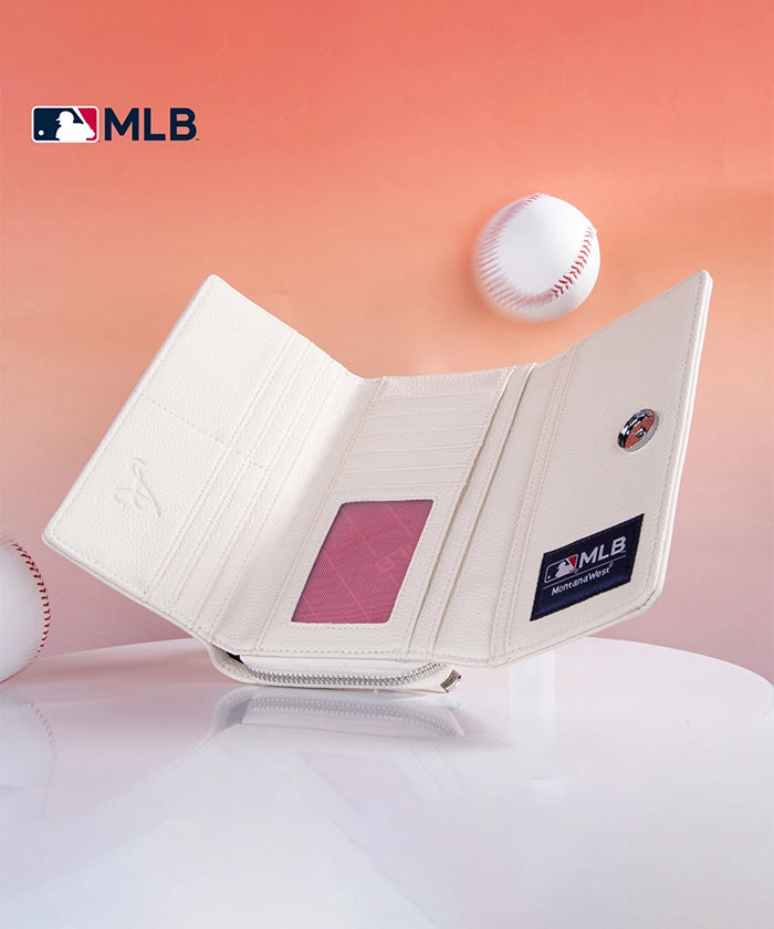 MLB Atlanta Braves Genuine Leather Wallet for Men - Stylish & Durable Bifold Wallet for Baseball Fans - Perfect for Gifts, Game Days & Everyday Use