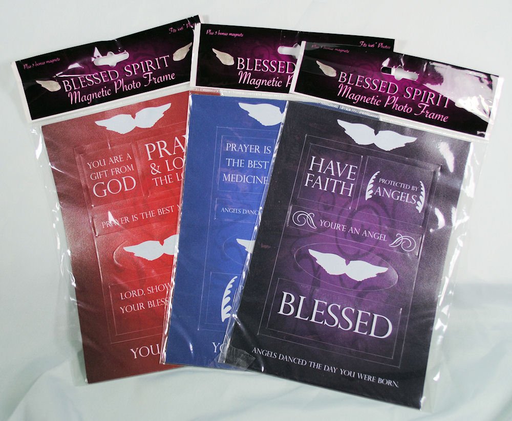 3 Pack Blessed Spirit Magnetic Photo Frames 4x6 Inches - Refrigerator Magnets for Family Photos, Inspirational Quotes & Kids Art - Perfect for Kitchen, Office & Dorm Room Decor
