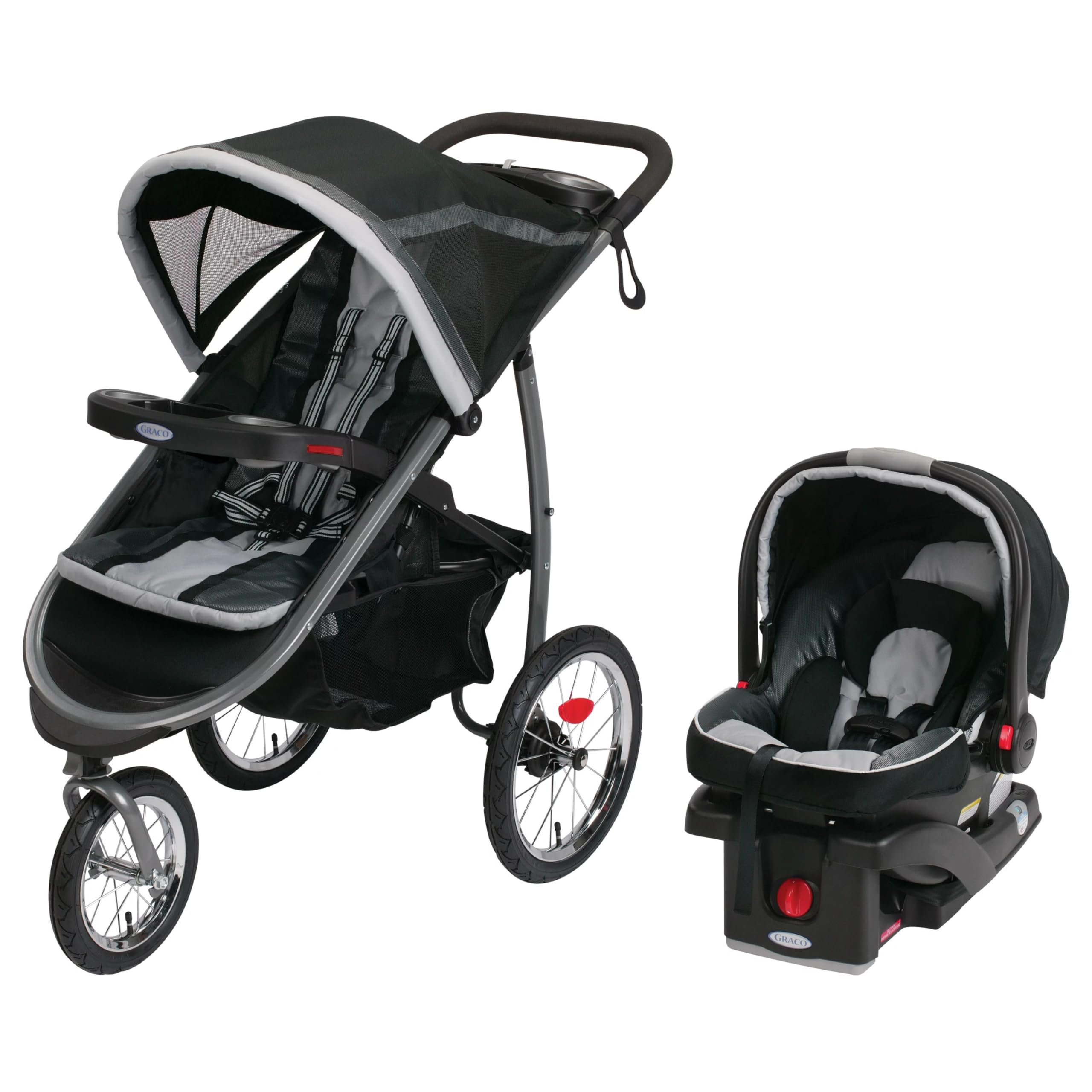 Graco FastAction Fold Jogger Travel System - Lightweight Stroller with Car Seat | Perfect for Running, Travel & Everyday Use with Baby