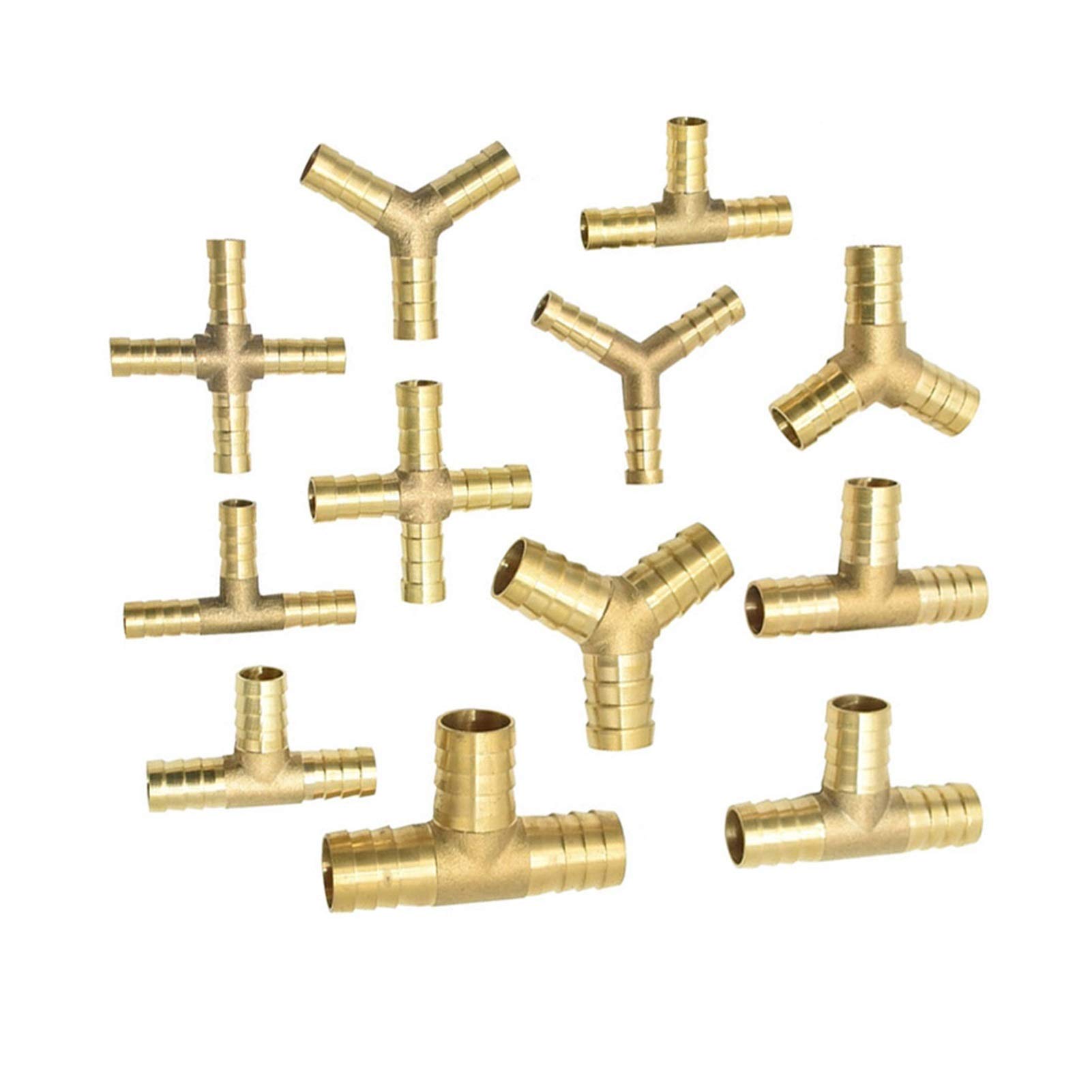 Brass T-Shaped Garden Hose Connector Adapter - 8/10/12/14/16/19mm Y Cross Three-Way Coupler for Air, Water & Oil (10mm Cross) - Perfect for Lawn Irrigation, Car Washing & Hydraulic Systems