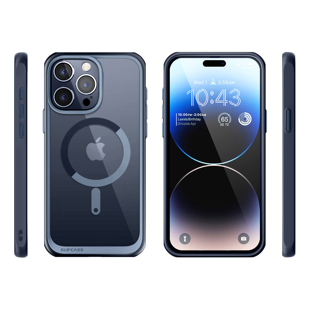 iPhone 15 Pro 6.1 Inch Unicorn Beetle MAG Slim Clear Case with MagSafe - Blue (Open Box) | Shockproof Protective Cover for Everyday Use, Work & Travel