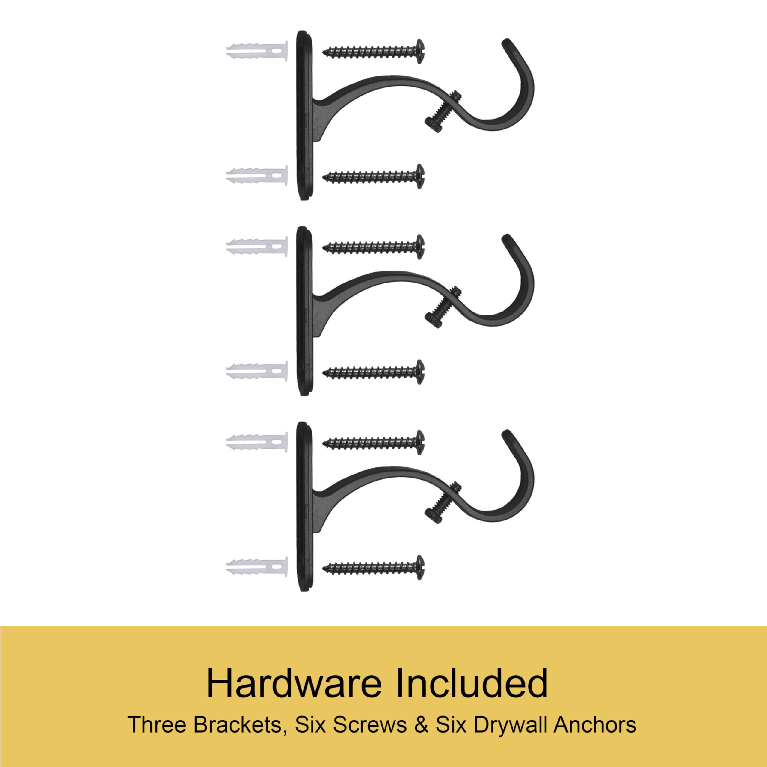 Kenney Weaver Adjustable Black Curtain Rod 42-116 Inch for Windows, Patio, Living Room & Bedroom