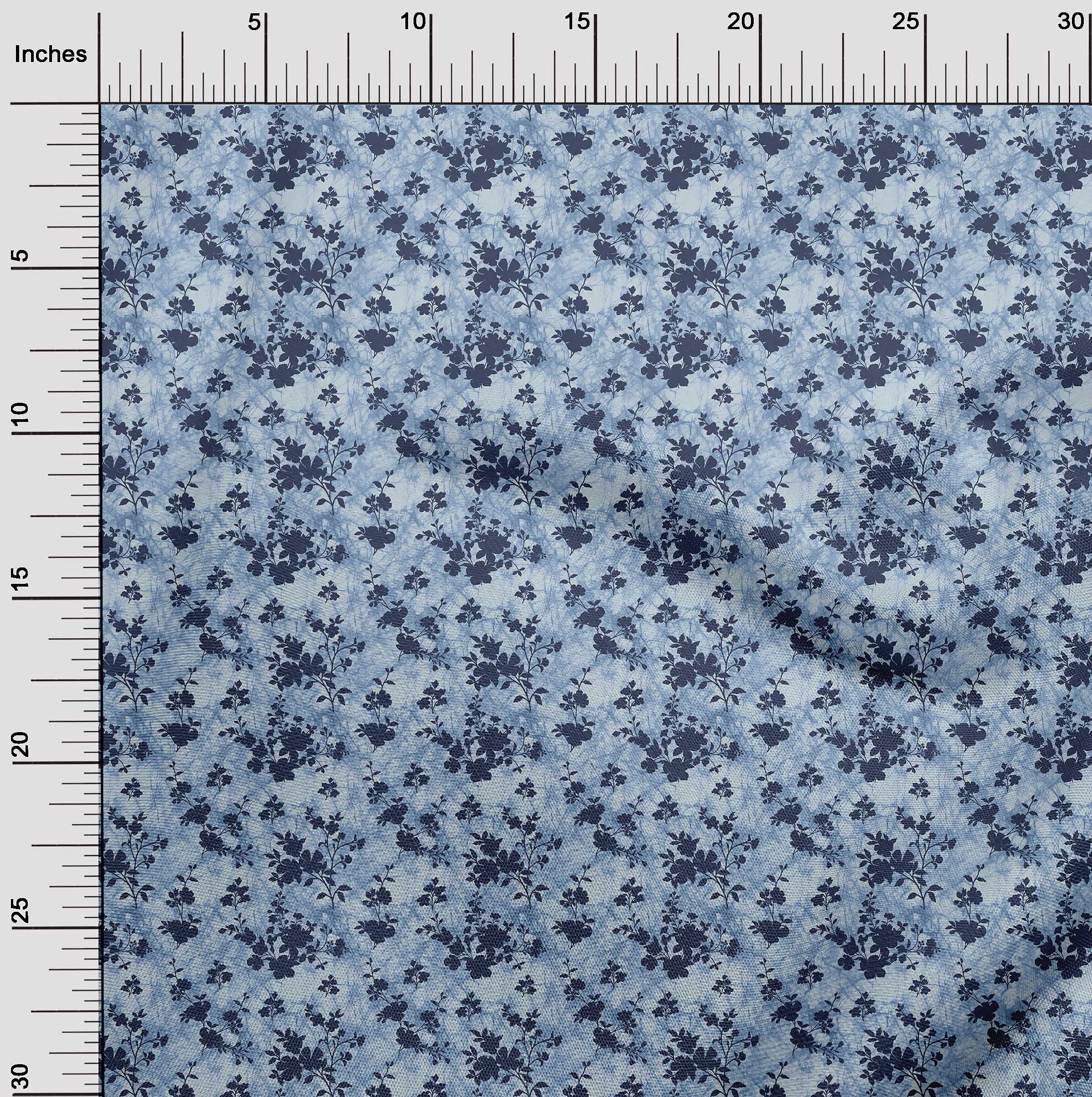 oneOone Rayon Blue Floral Printed Fabric by The Yard - 56 Inch Wide DIY Sewing Material for Dresses, Skirts & Home Decor Projects