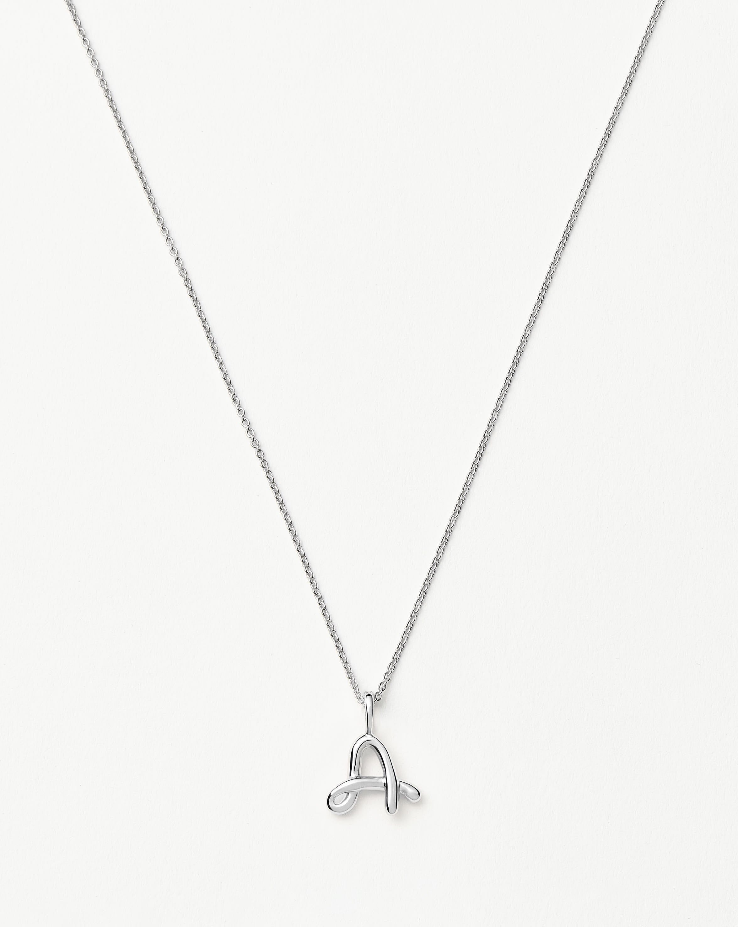 Curly Molten Mini Initial Necklace - Personalized Sterling Silver Jewelry for Women | Gift for Her, Birthday, Anniversary, Valentine's Day