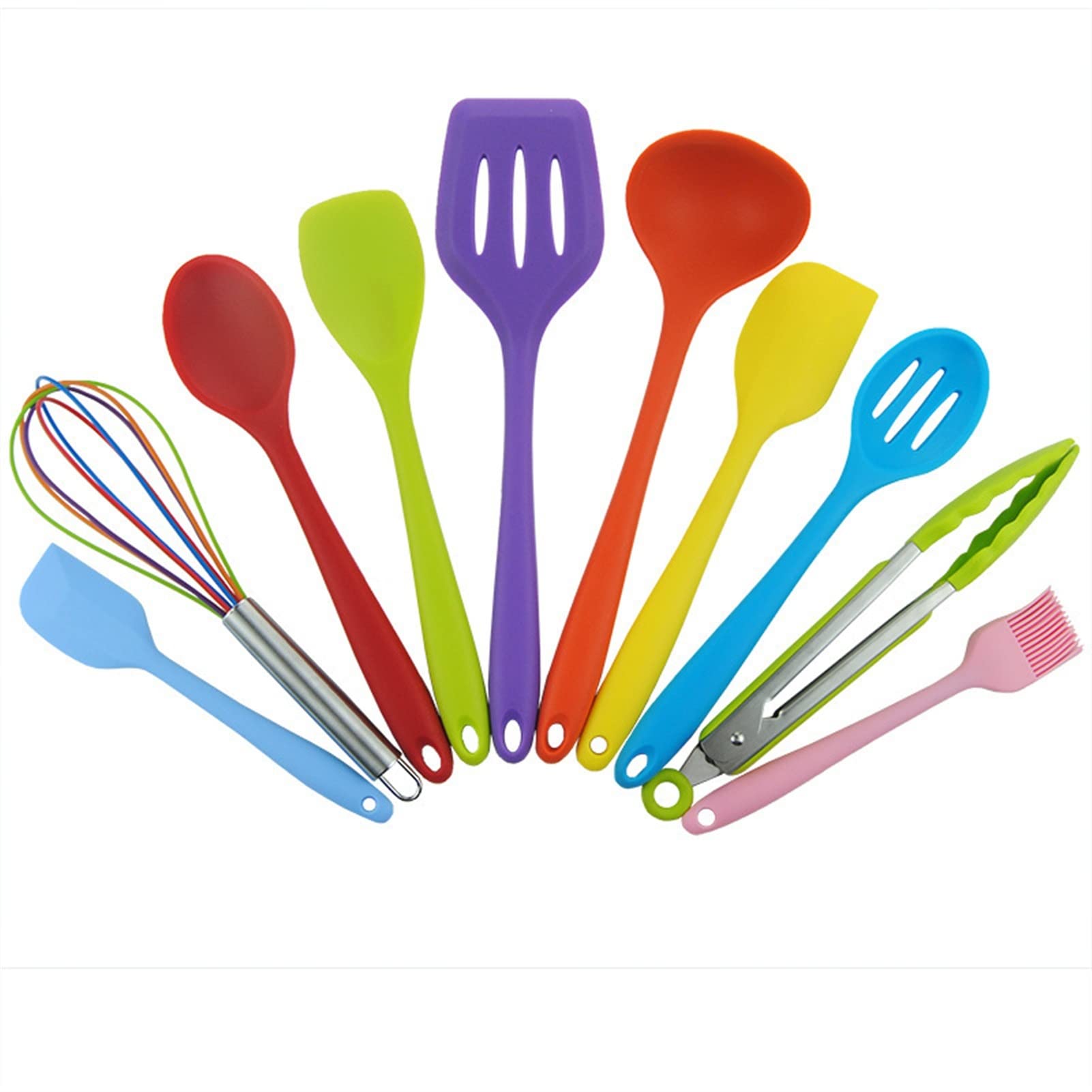HUACHEN-LS 10-Piece Silicone Cooking Utensil Set - Non-Stick Spatula, Scraper, Spoon for Baking & Frying - Heat-Resistant Kitchen Tools for Pots & Pans - Perfect Gift for Home Chefs (Color: Blue, Size: Medium)