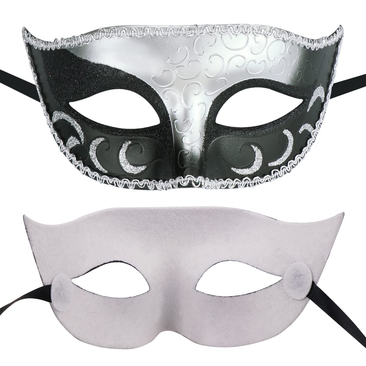 Elegant Venetian Masquerade Mask Couple Set - Metal Party Masks for Halloween, Mardi Gras, Costume Balls & Themed Events - Perfect for Couples, Balls, and Venetian Carnival Celebrations