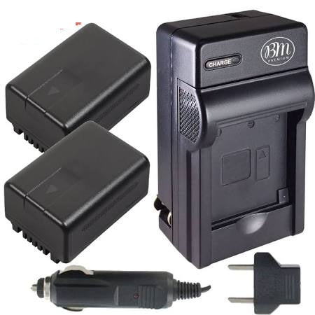 BM Premium 2-Pack VW VBT190 Replacement Batteries with Charger - Compatible with Panasonic Camcorders - Perfect for Travel Vlogging & Home Video Recording