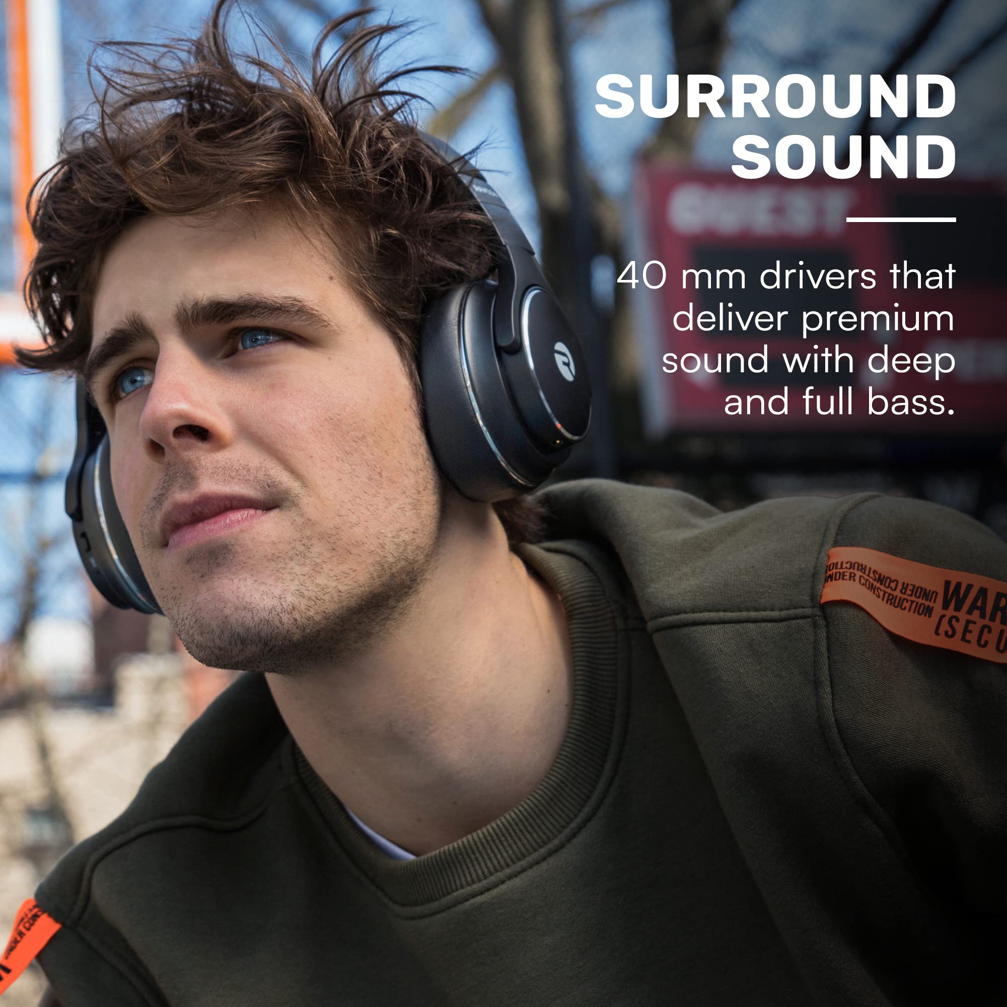 Raycon The Everyday Wireless Bluetooth Over-Ear Headphones with Active Noise Cancelling, Awareness Mode, Built-in Mic, IPX4 Water Resistance, 40H Battery Life - Perfect for Travel, Work & Gym (Black)