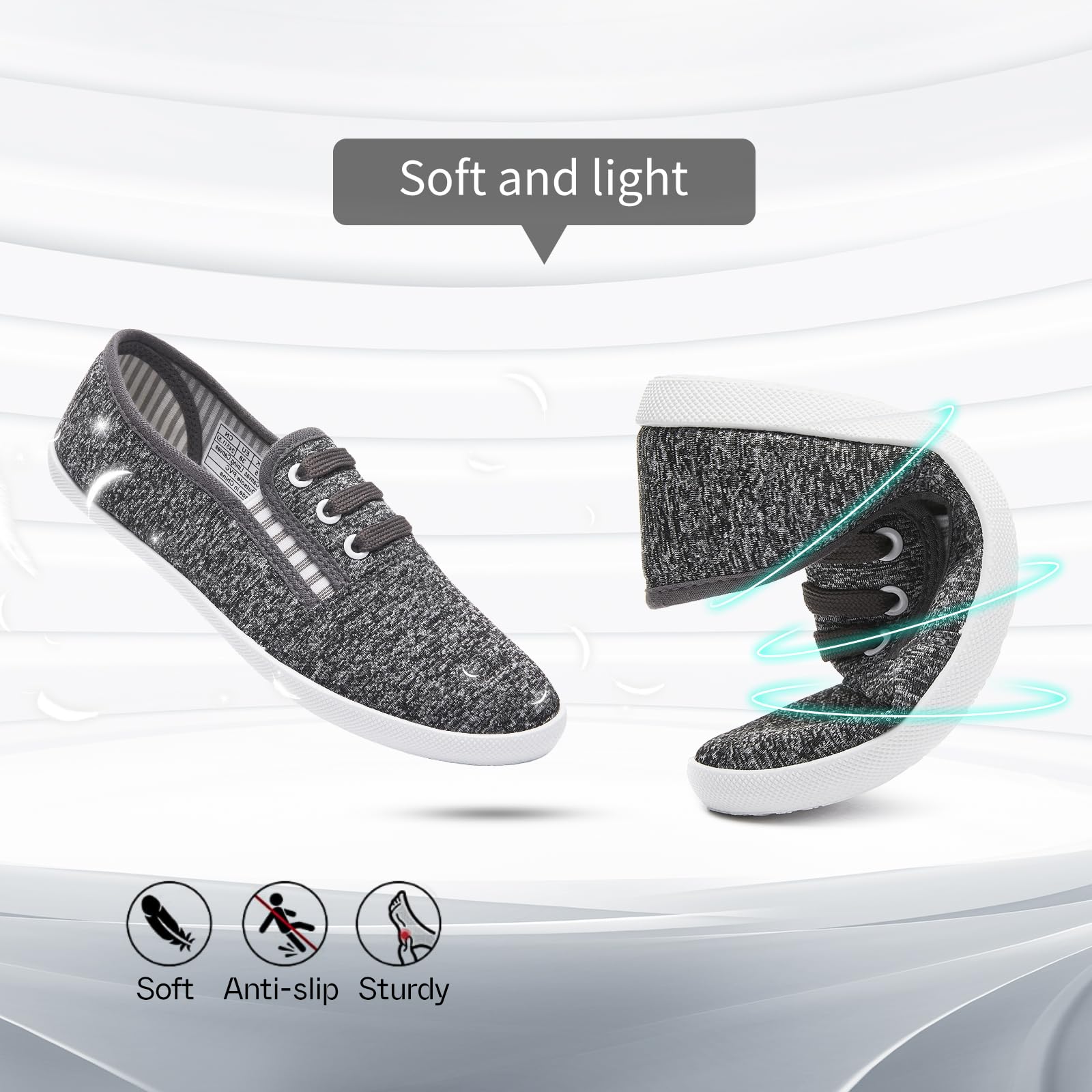 Women's Canvas Slip-On Sneakers - Comfortable Casual Walking Shoes for Women | Non-Slip Flat Dress Shoes & Work Shoes | Perfect for Daily Wear, Office, Travel and Light Exercise