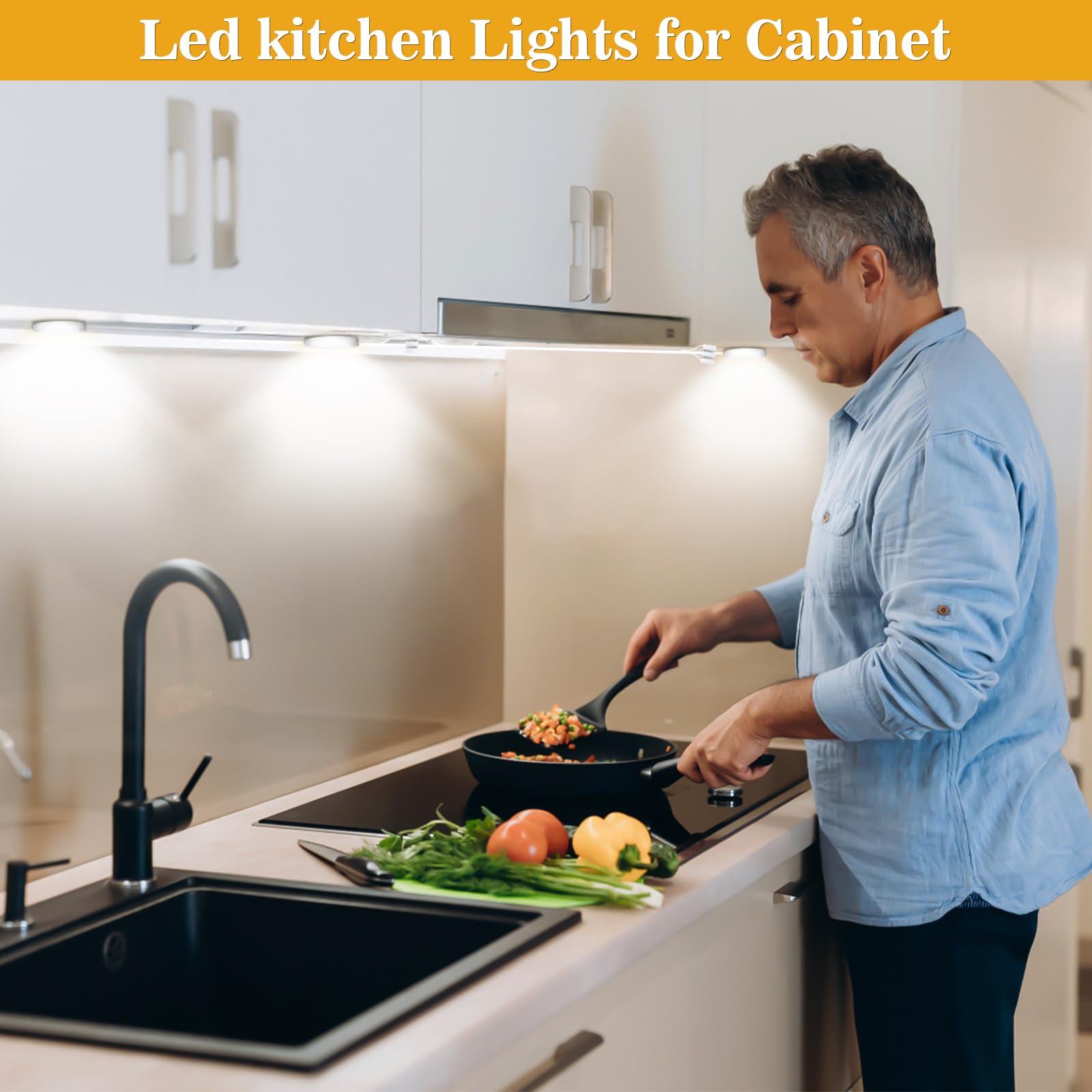 Daymeet Motion Sensor Under Cabinet Lights - 3 Colors for Kitchen & Closet