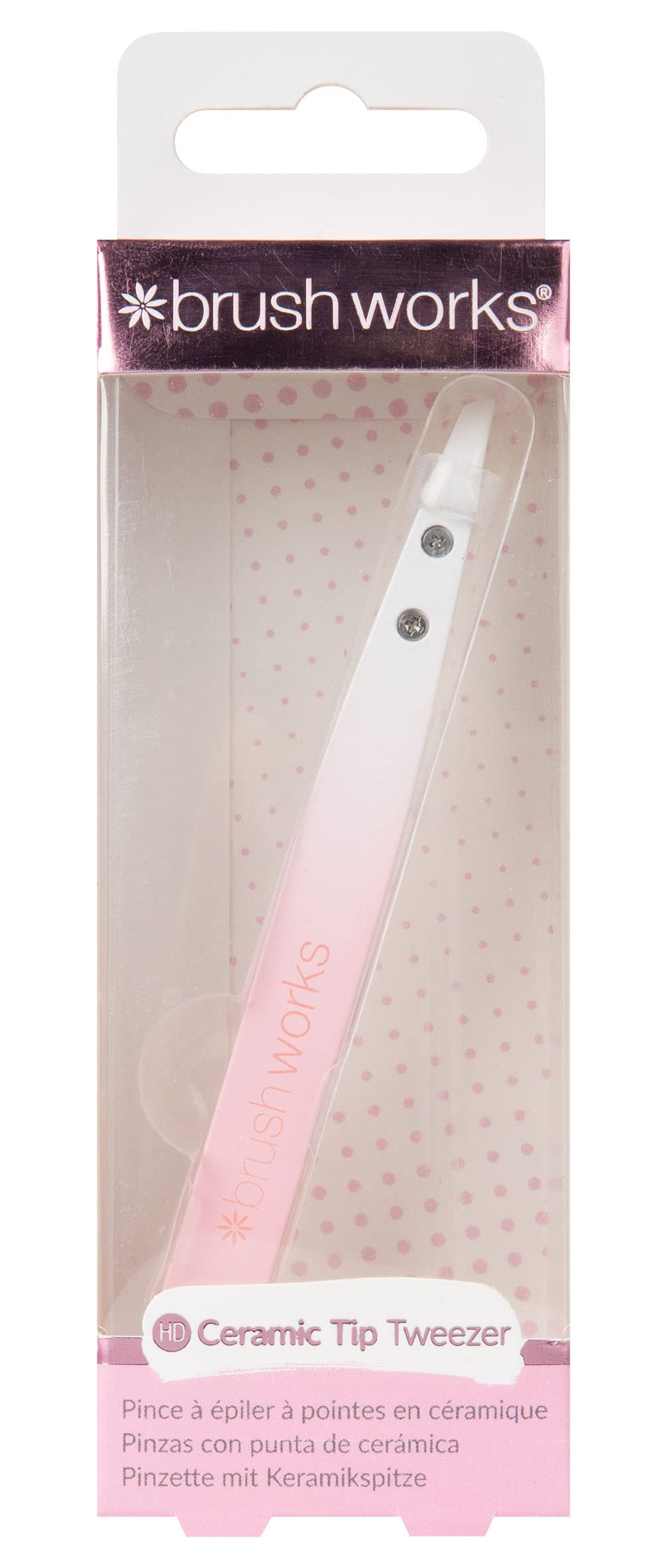 Brushworks Ceramic Tip Tweezer - Professional Precision Tweezers for Eyebrows, Splinters & Ingrown Hairs - Perfect for Home, Salon & Travel Grooming Kits