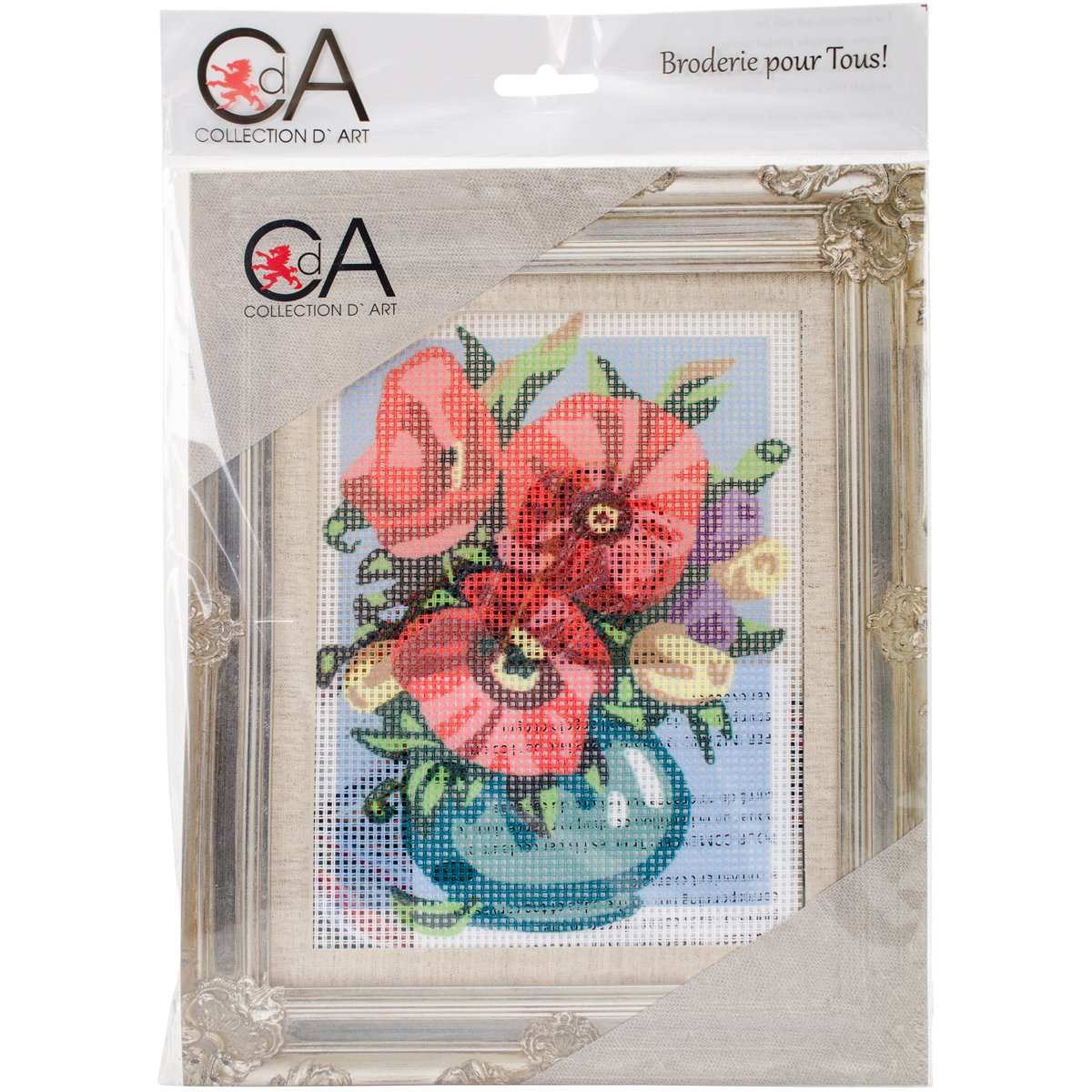 RTO Flowers in Bowl Collection D'Art Stamped Needlepoint Kit - DIY Embroidery Craft for Home Decor, Gift Making & Relaxation